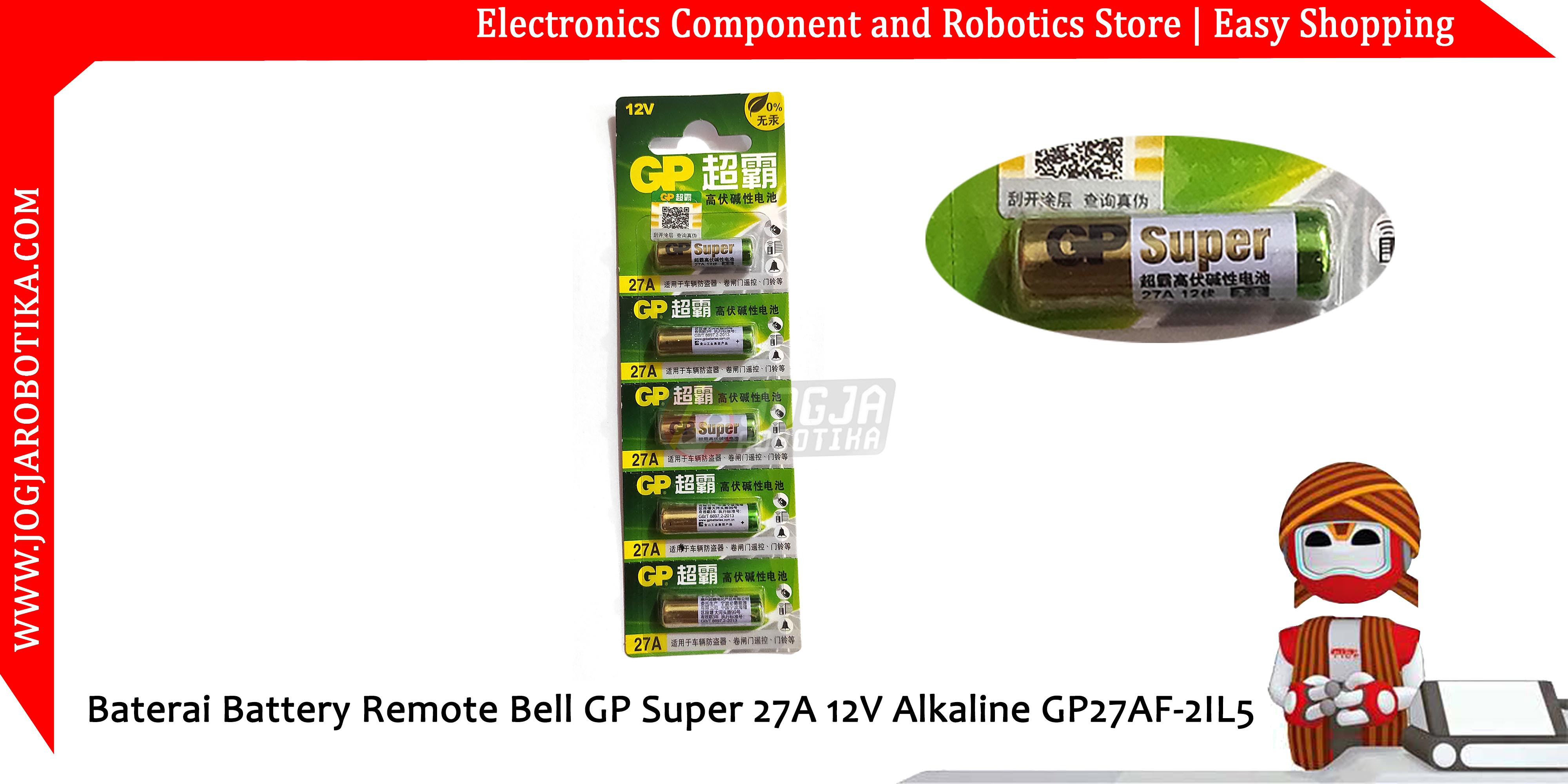 Baterai Battery Remote Bell GP Super 27A 12V Alkaline GP27AF-2IL5