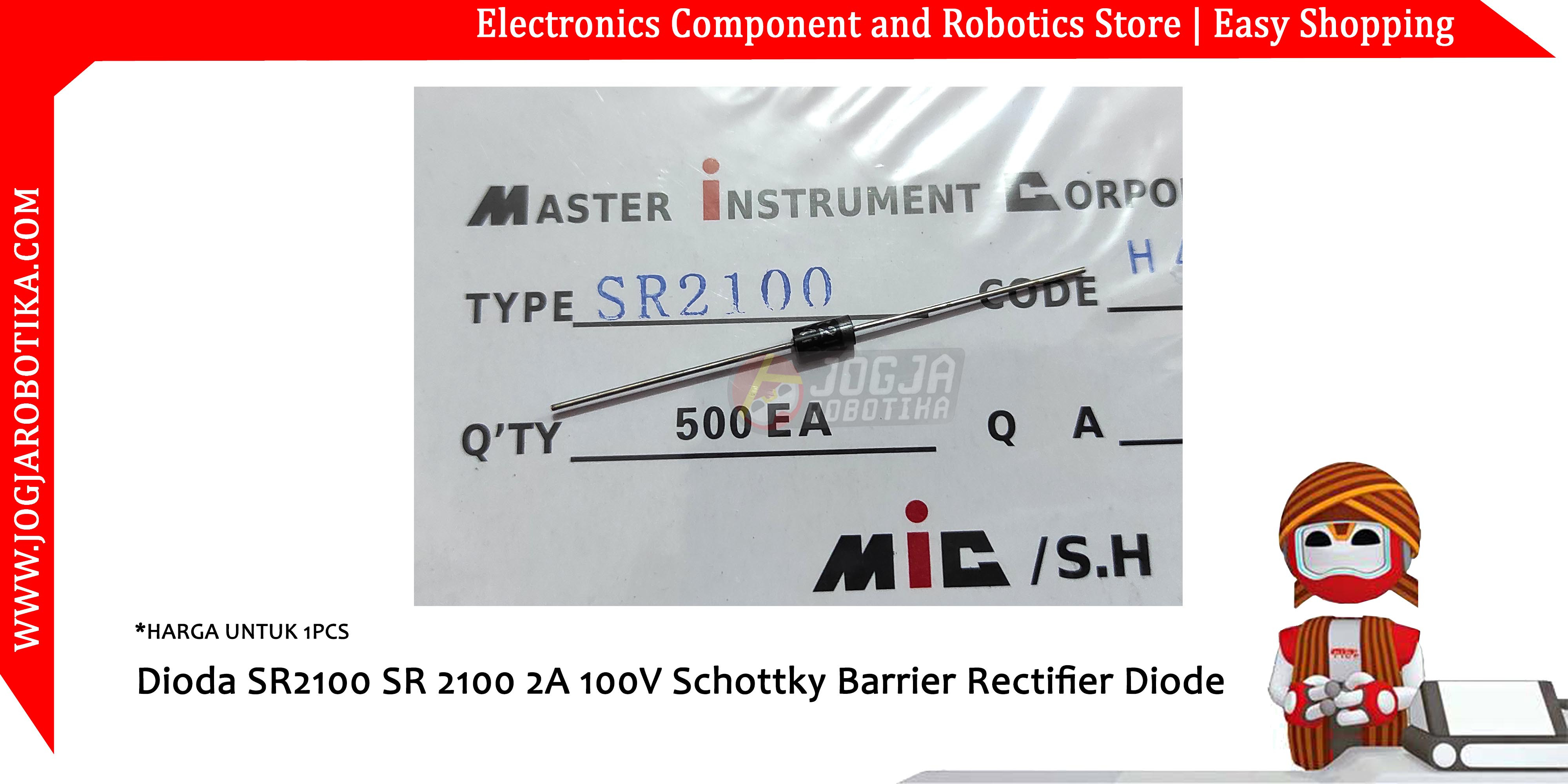 Dioda SR2100 SR 2100 2A 100V Schottky Barrier Rectifier Diode