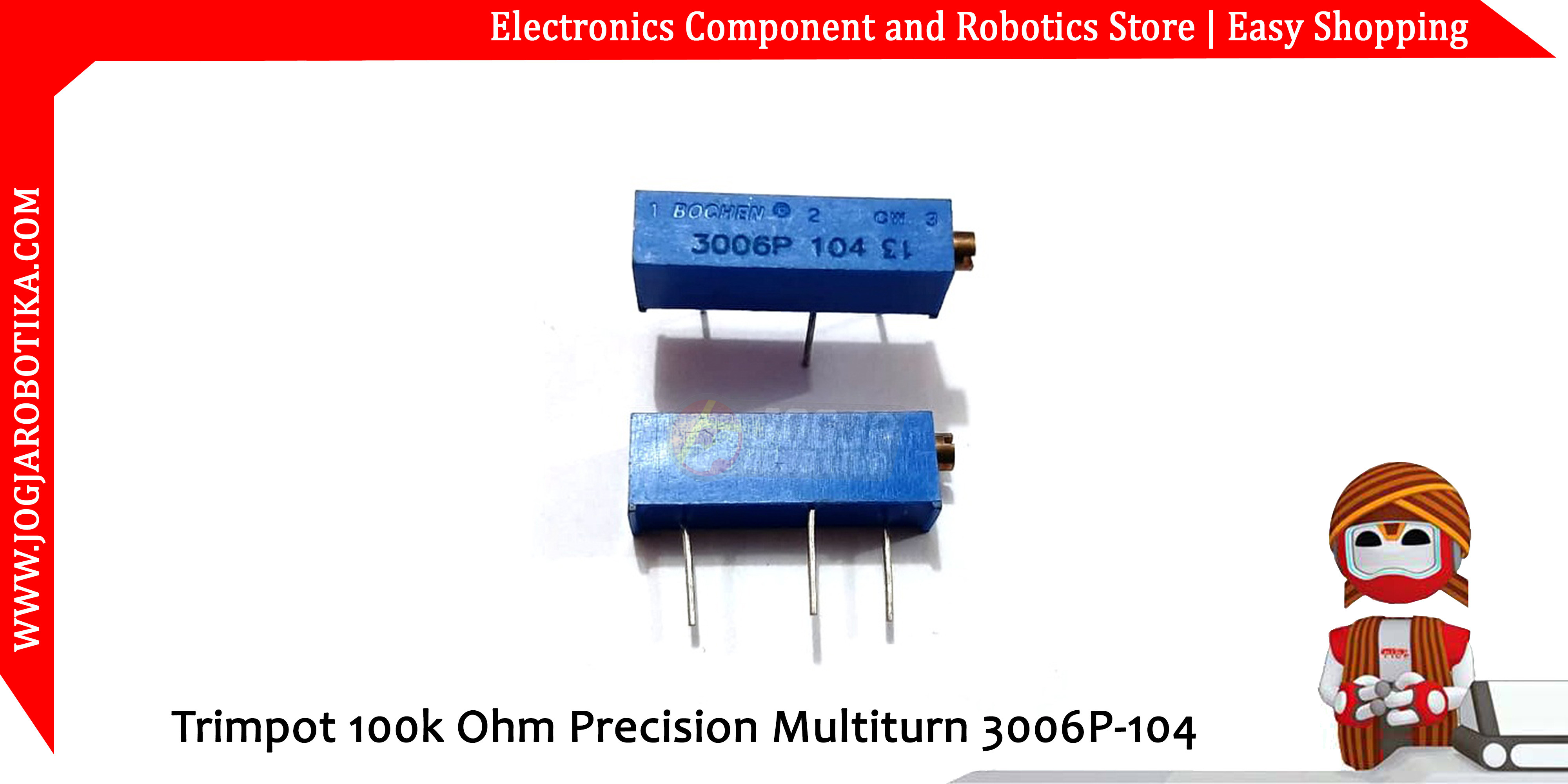 Trimpot 100k Ohm Precision Multiturn 3006P-104