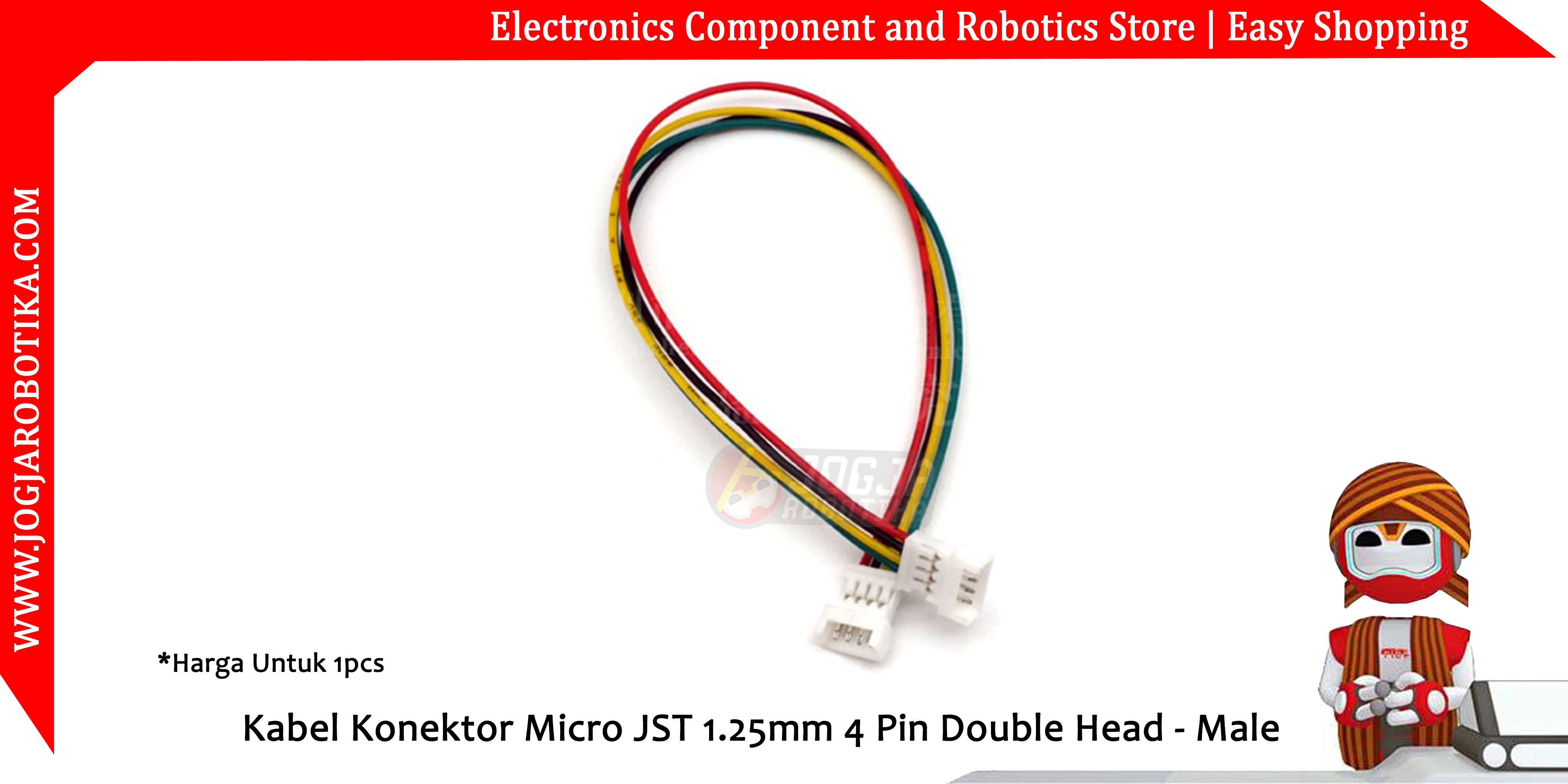 Kabel Konektor Micro JST 1.25mm 4 Pin Double Head - Male