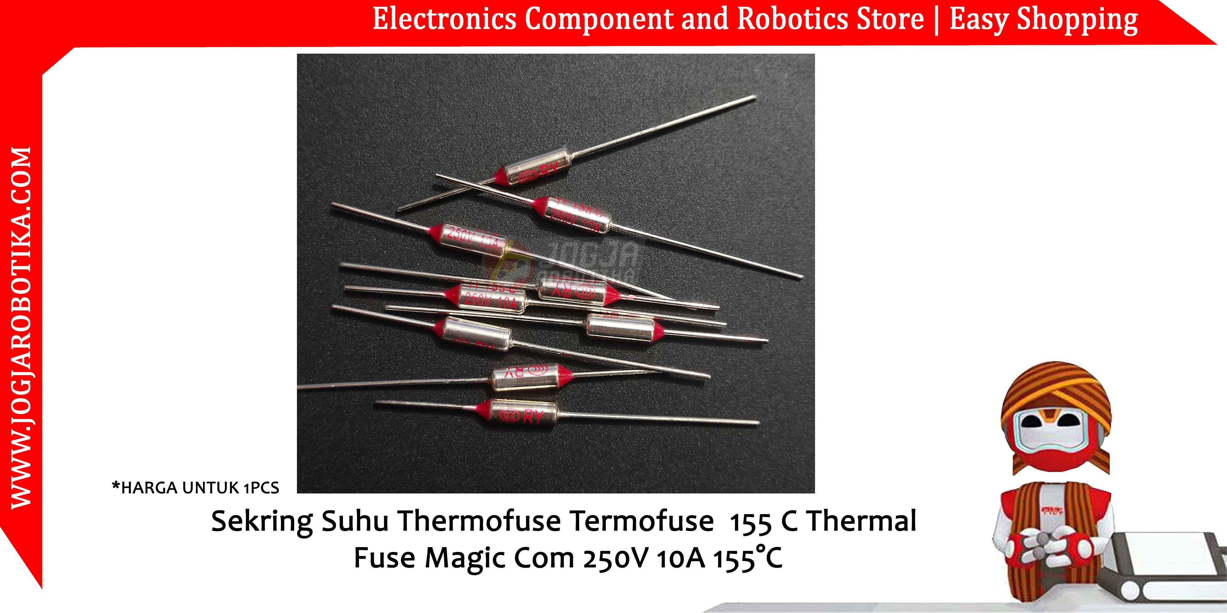 Sekring Suhu Thermofuse Termofuse 155 C Thermal Fuse Magic Com 250V 10A 155°C