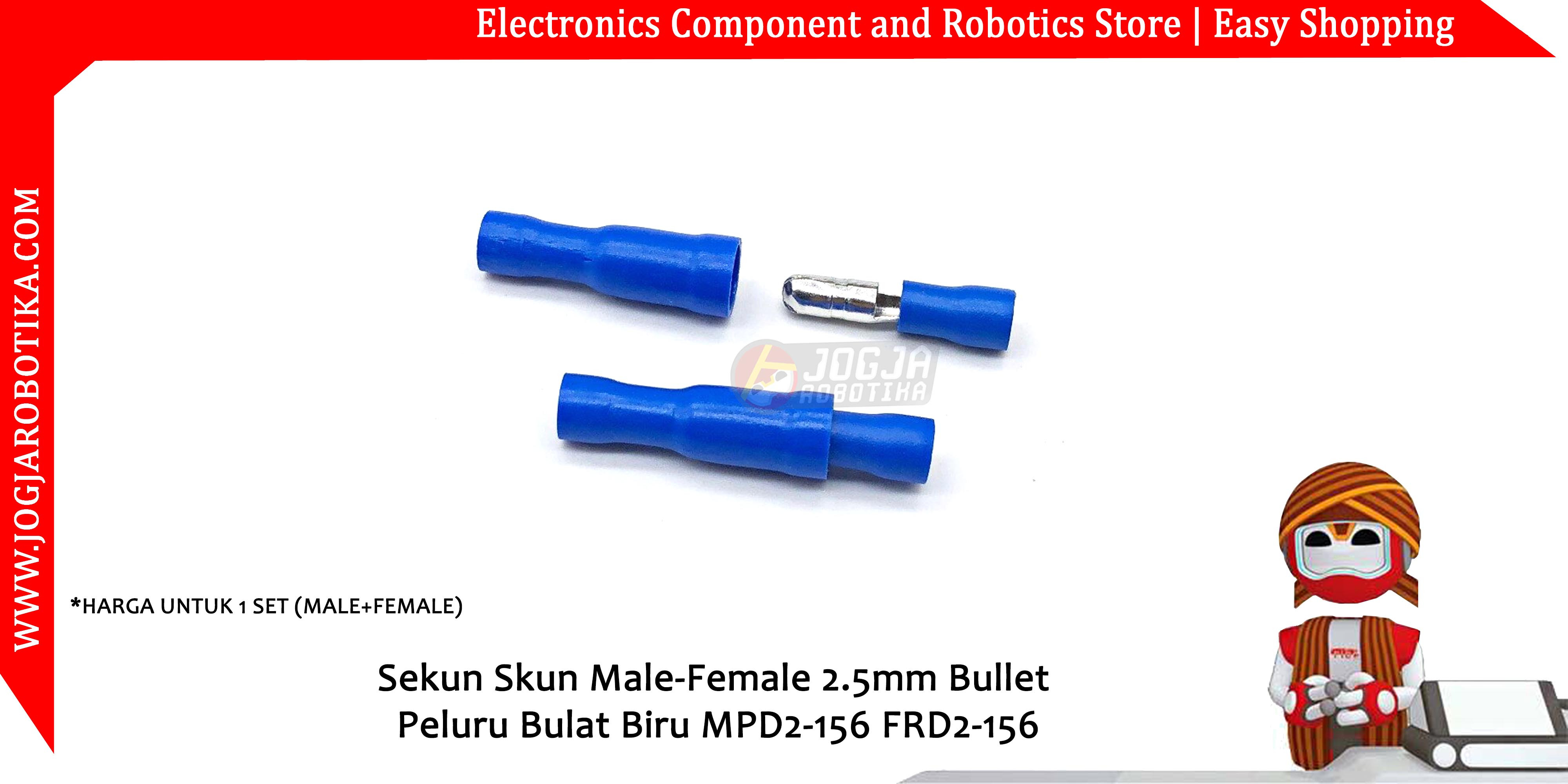 Sekun Skun Male-Female 2.5mm Bullet Peluru Bulat Biru MPD2-156 FRD2-156