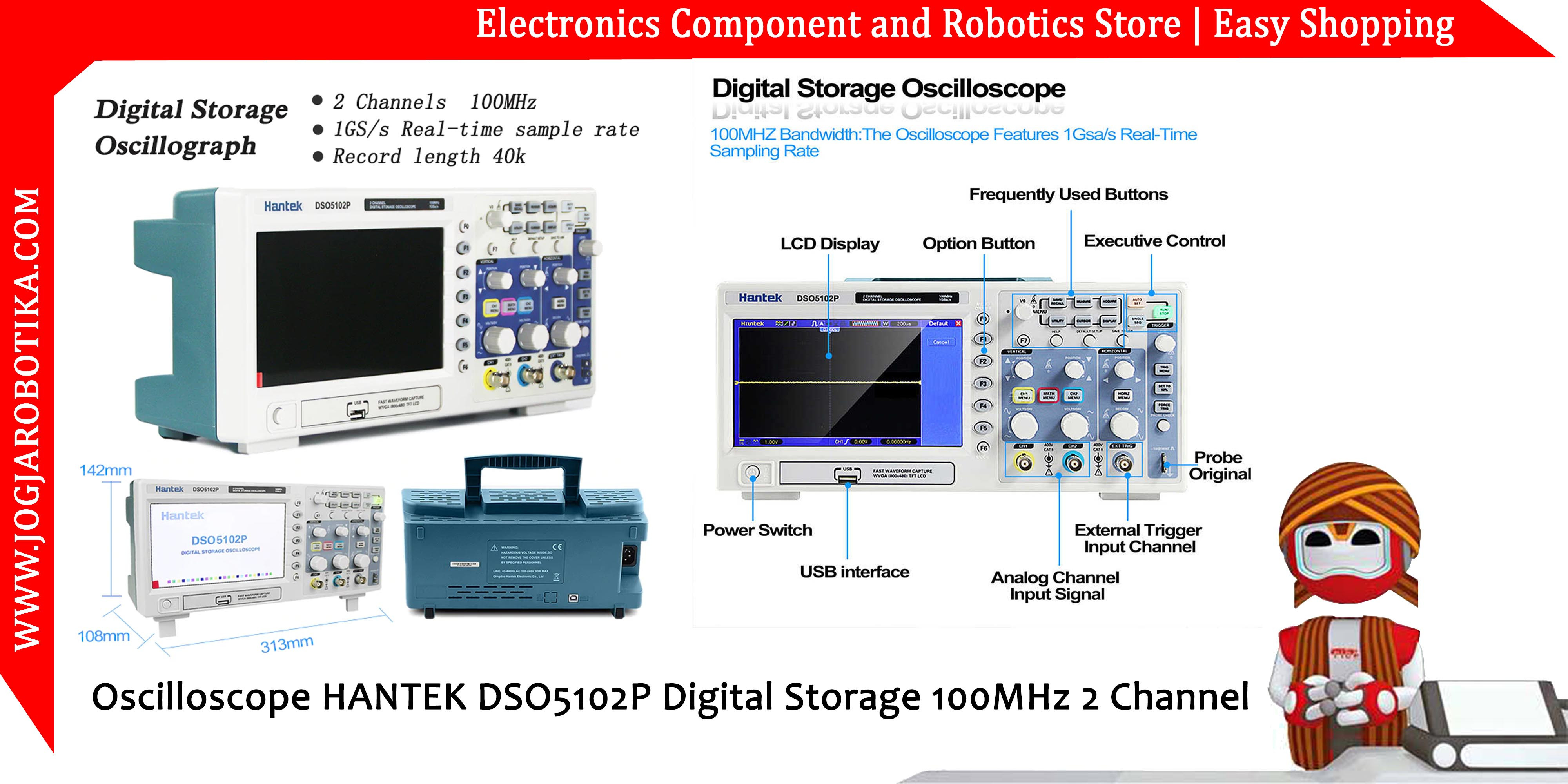 HANTEK DSO5102P Digital Storage Oscilloscope 100MHz