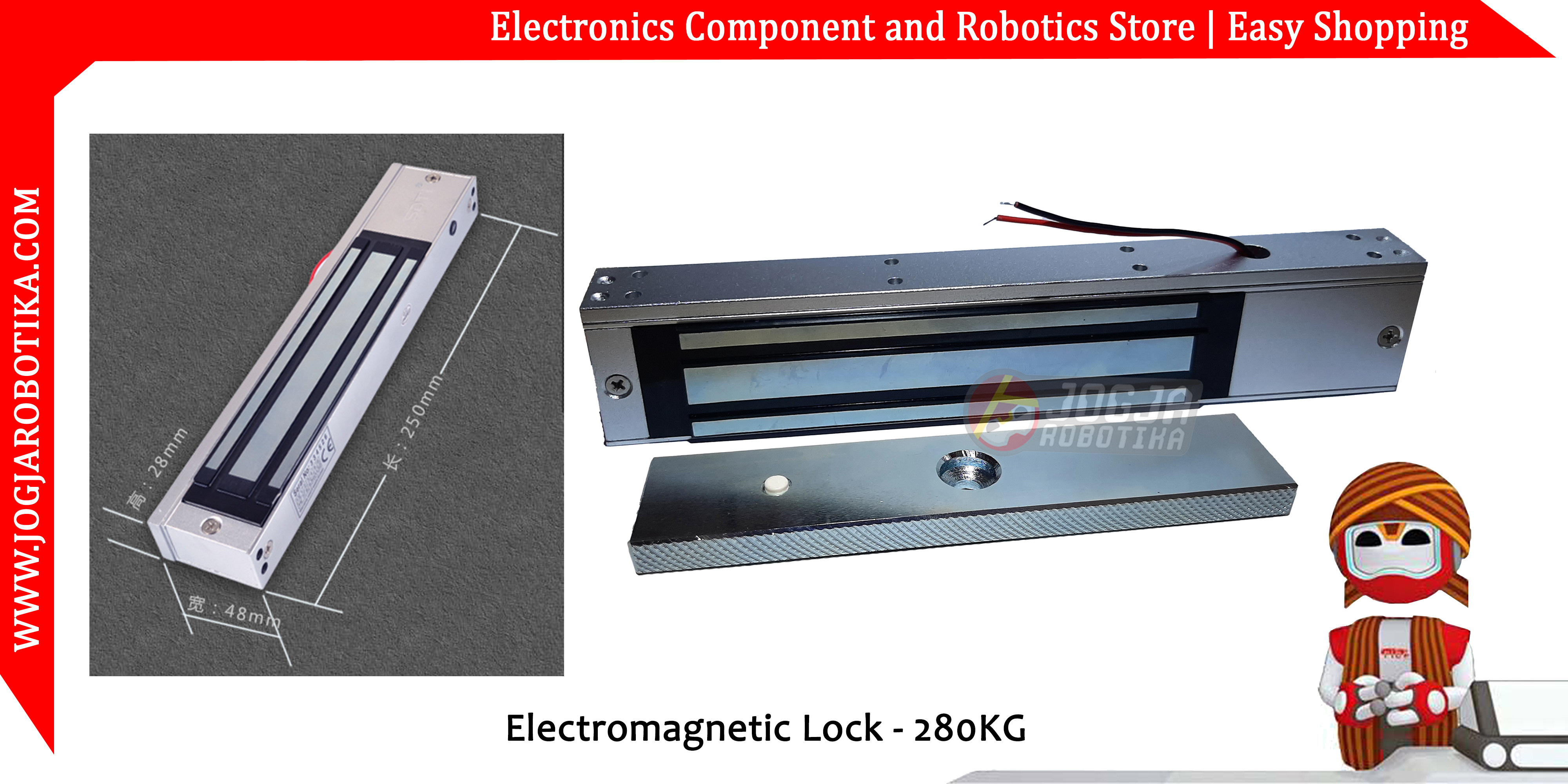 Magnetic Electric Door Lock Electromagnetic Lock 280Kg 600Lbs 12V