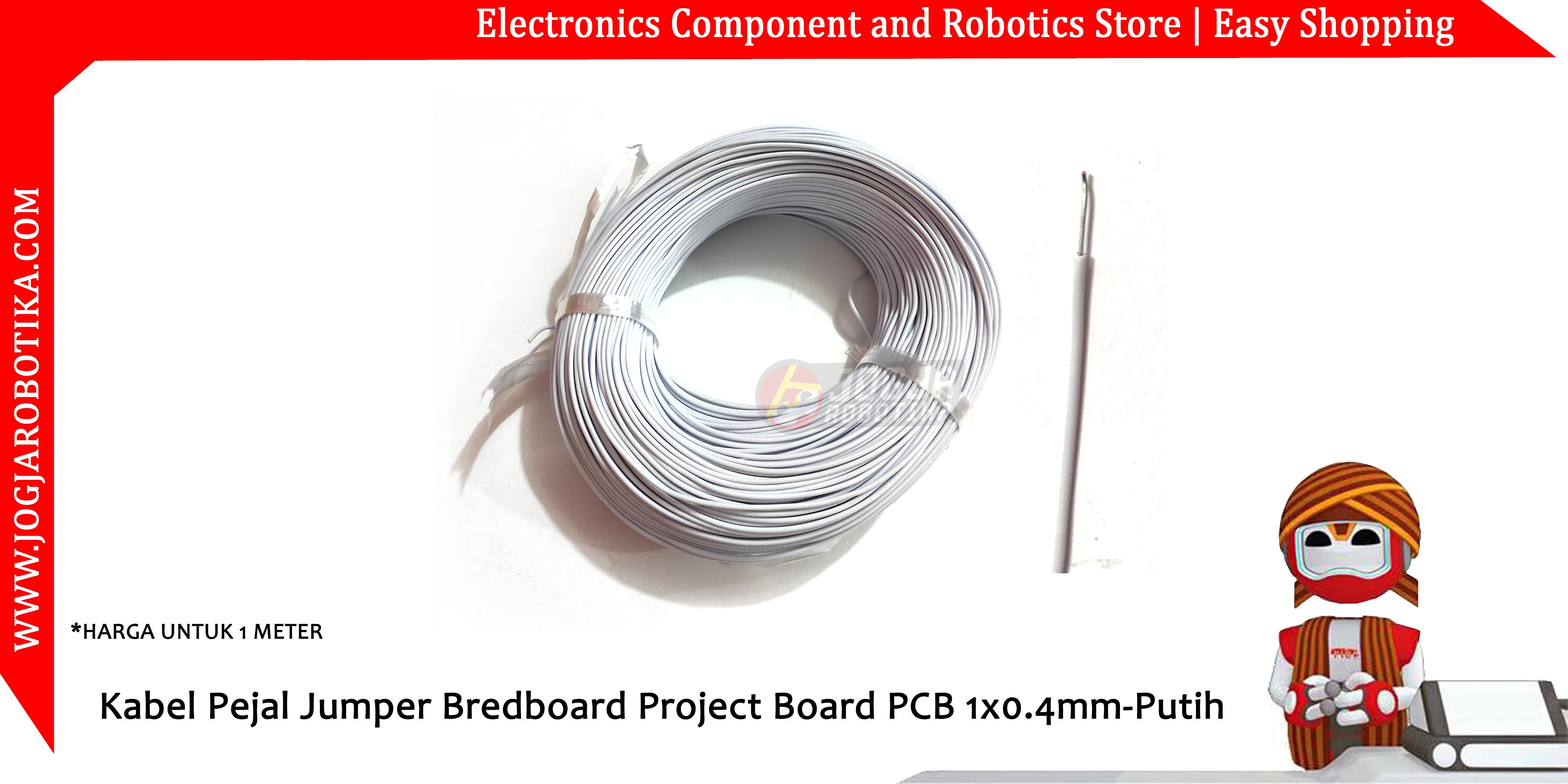 Kabel Pejal Jumper Bredboard Project Board PCB 1x0.4mm-Putih
