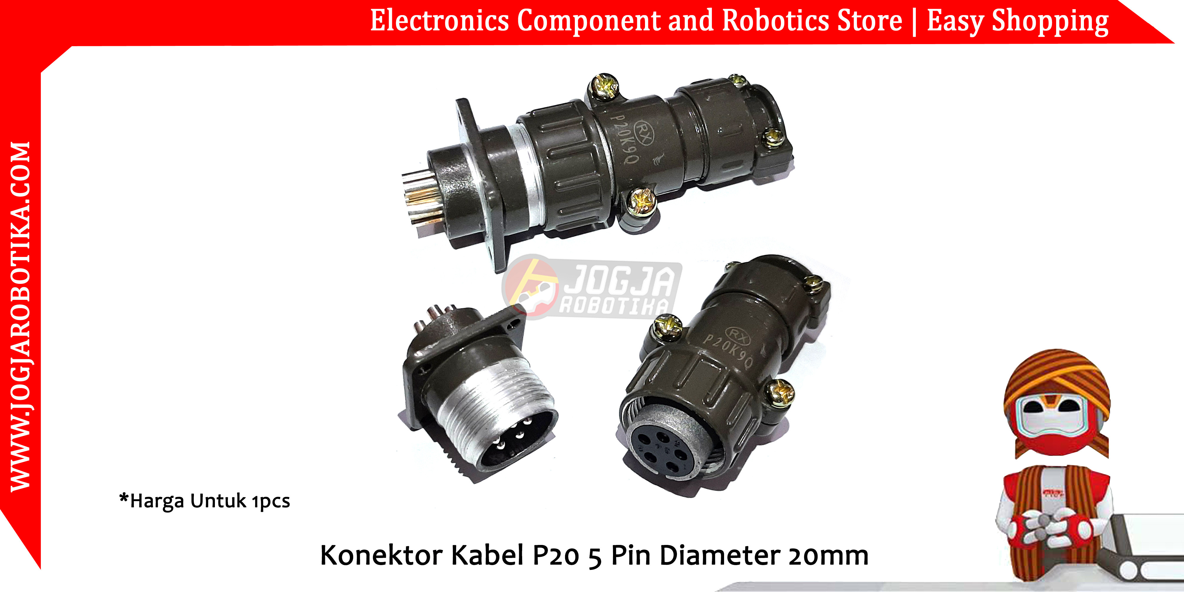 Konektor Kabel P20 5 Pin Diameter 20mm