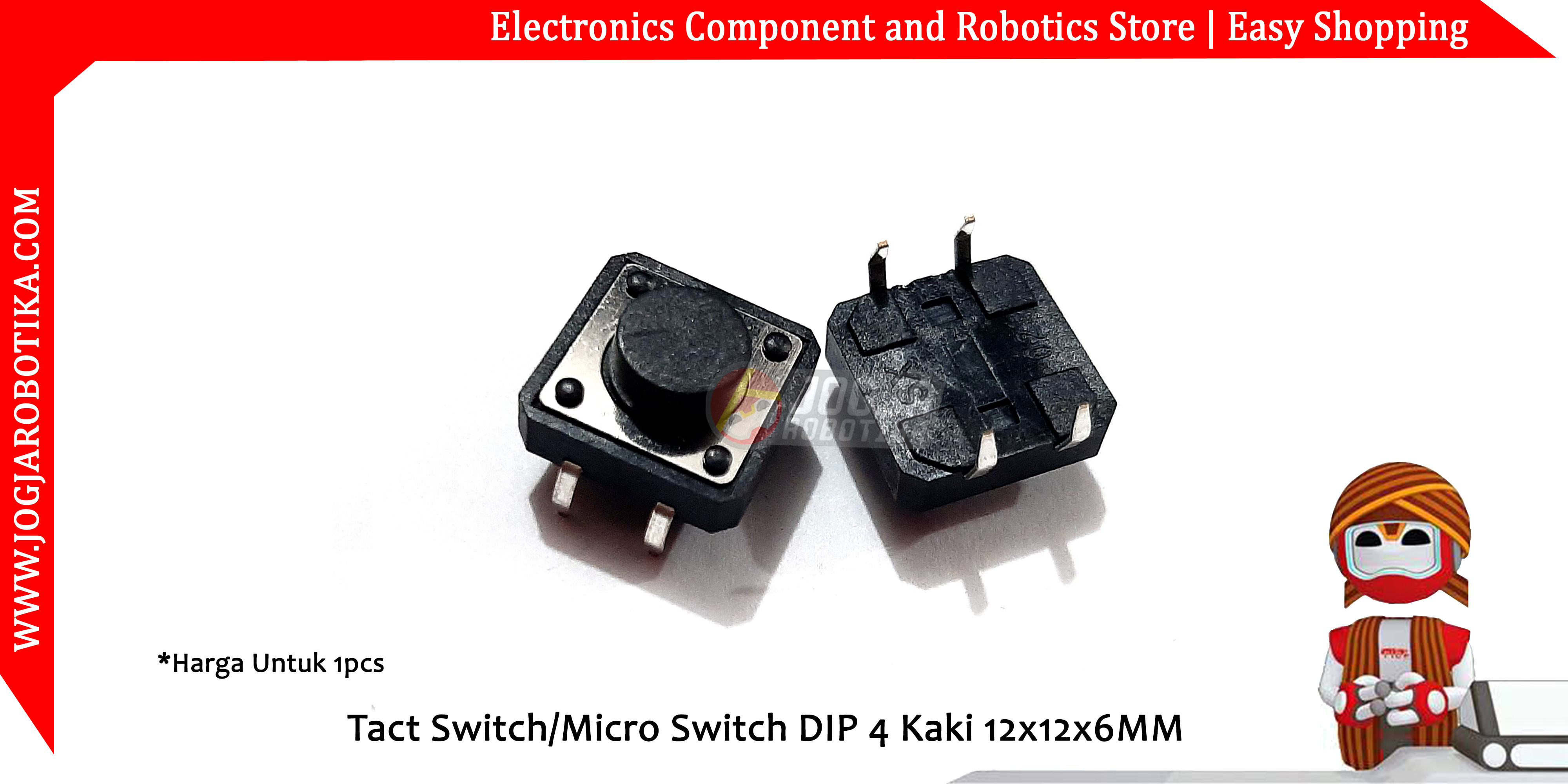 Tact Switch/Micro Switch DIP 4 Kaki 12x12x6MM