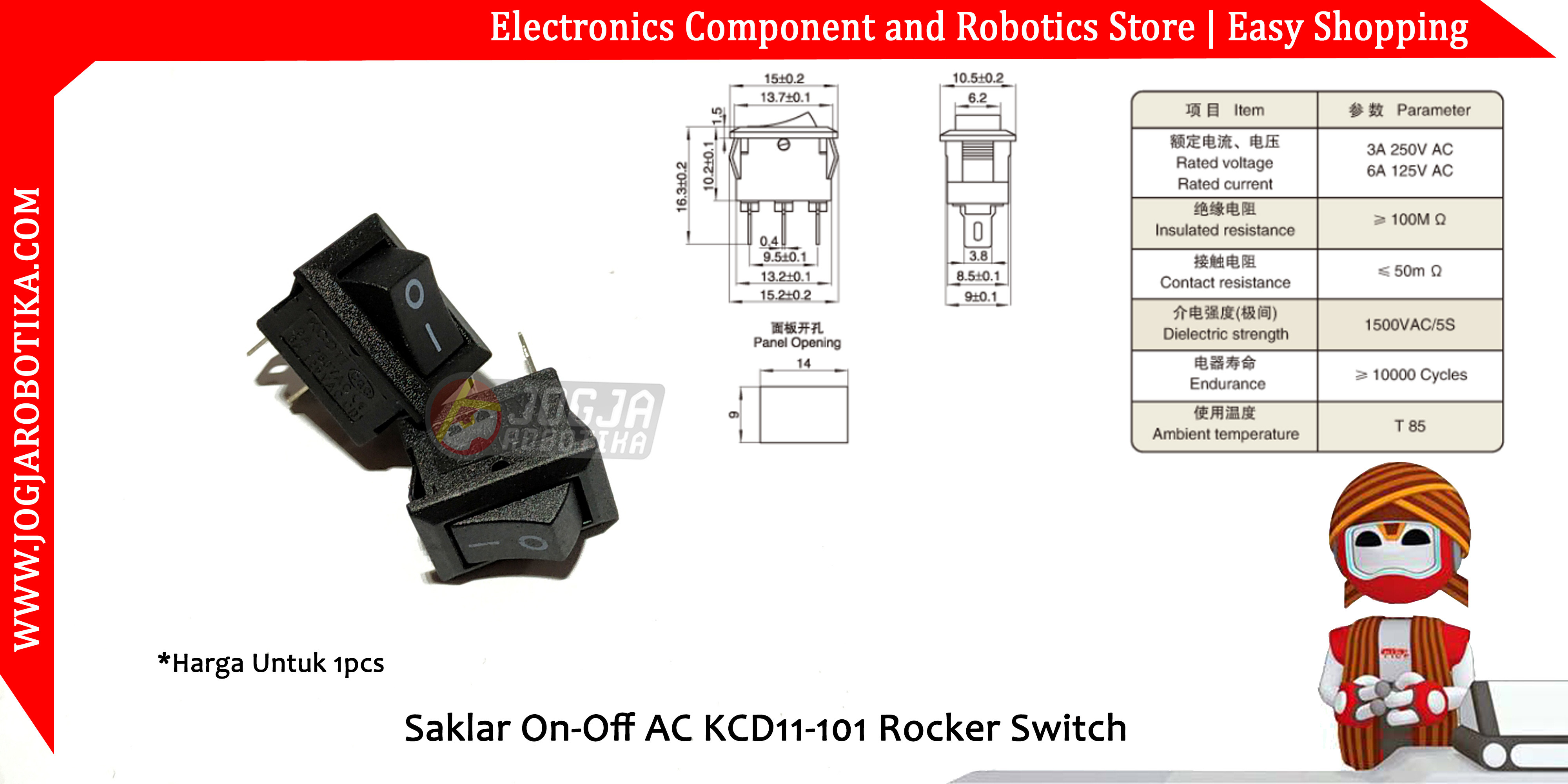 Saklar On-Off AC KCD11-101 Rocker Switch