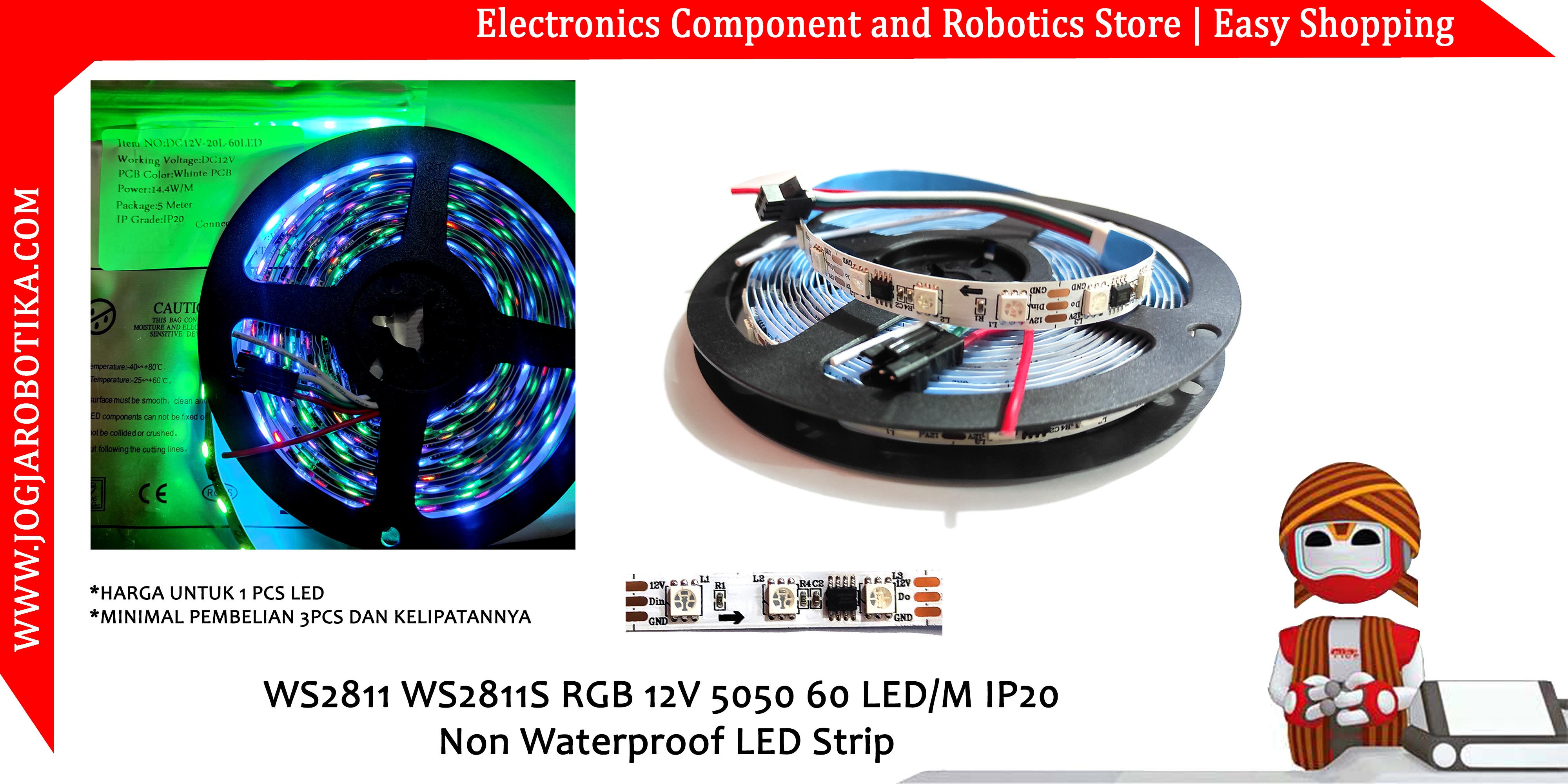 Ecer WS2811 WS2811S RGB 12V 5050 60 LED/M IP20 Non Waterproof LED Strip
