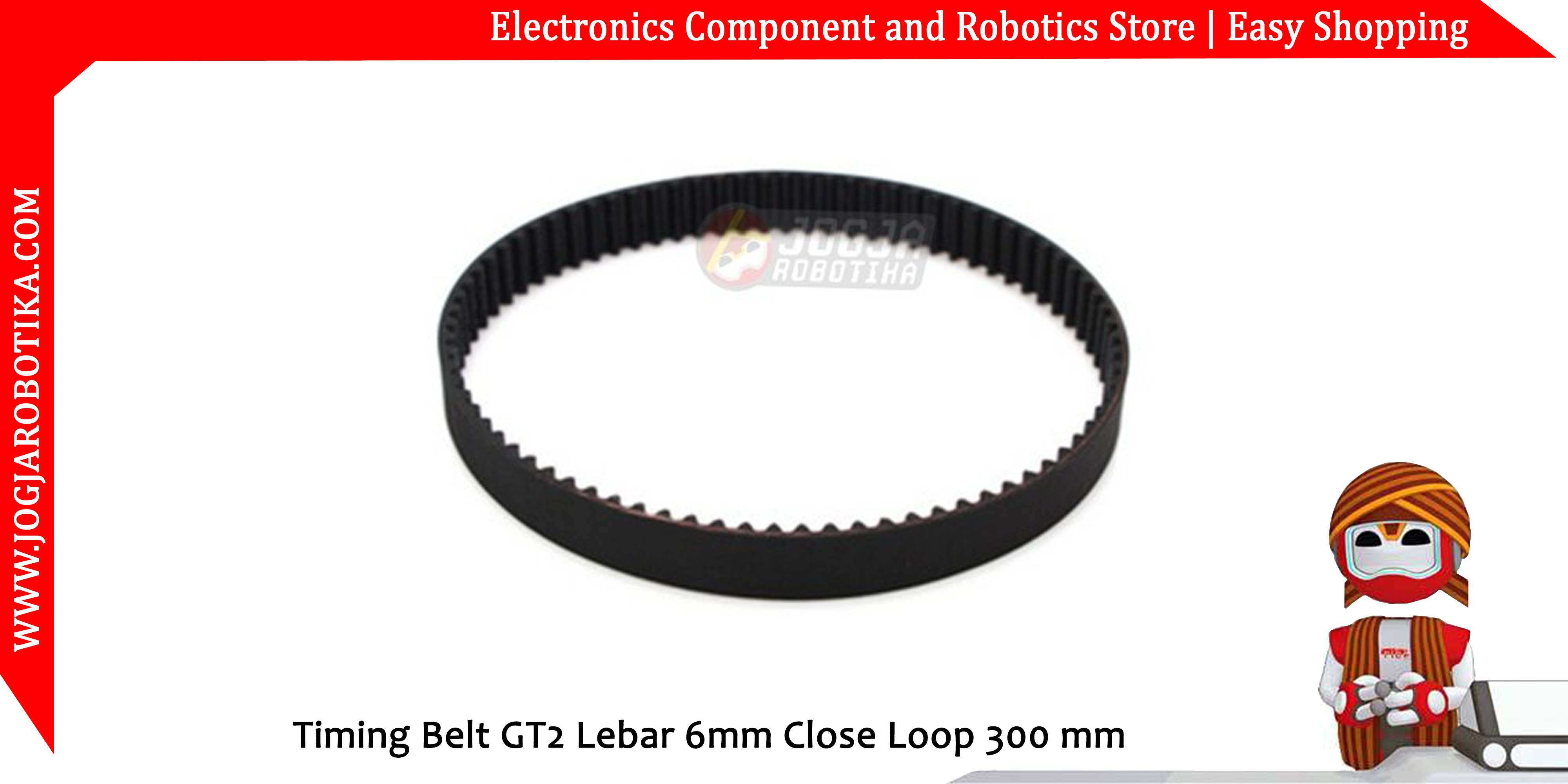 Timing Belt GT2 Lebar 6mm Close Loop 300 mm