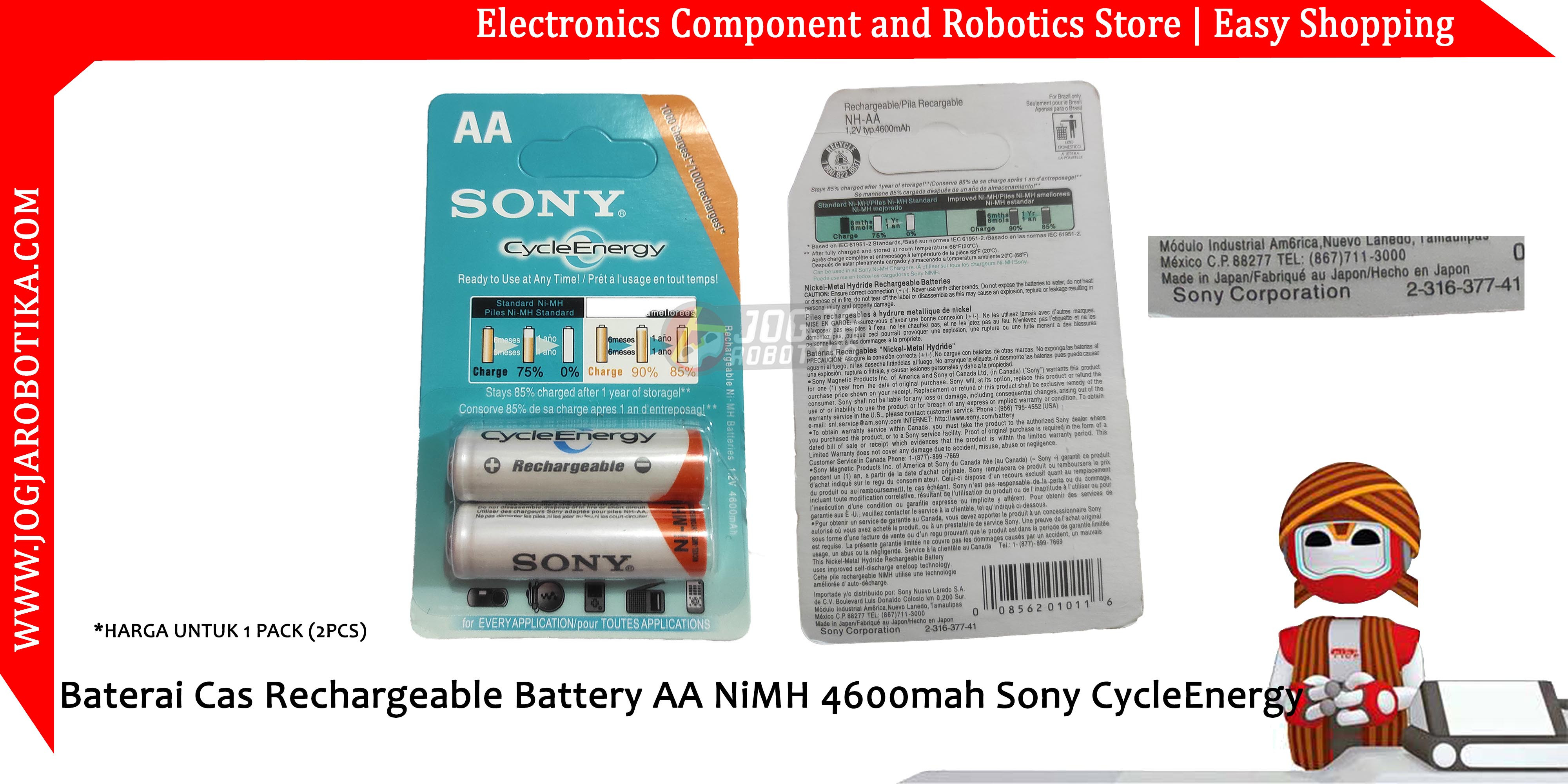 Baterai Cas Rechargeable Battery AA 1.2V NiMH 4600mah Sony CycleEnergy