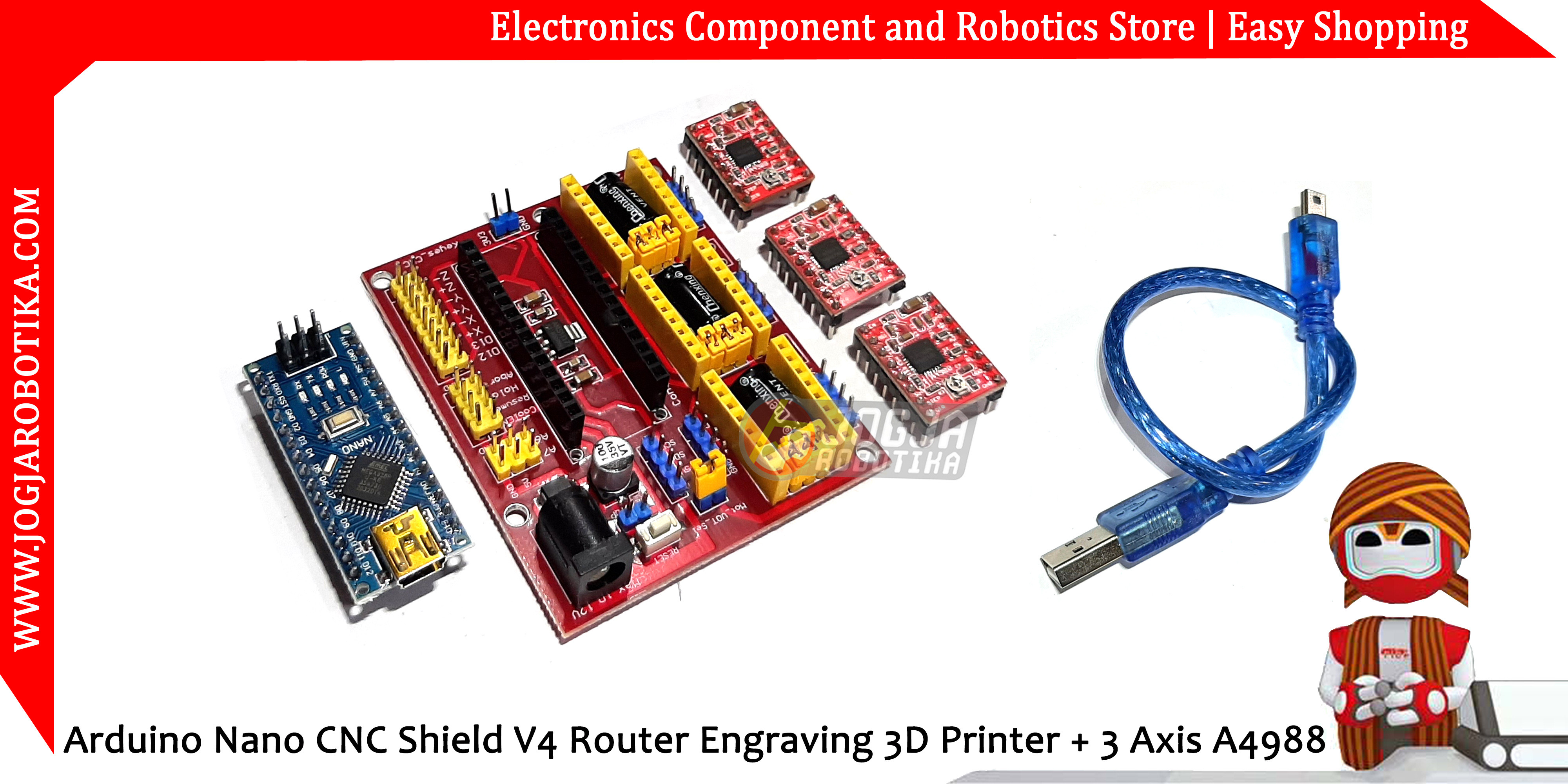 Arduino Nano CNC Shield V4 Router Engraving 3D Printer + 3 Axis A4988