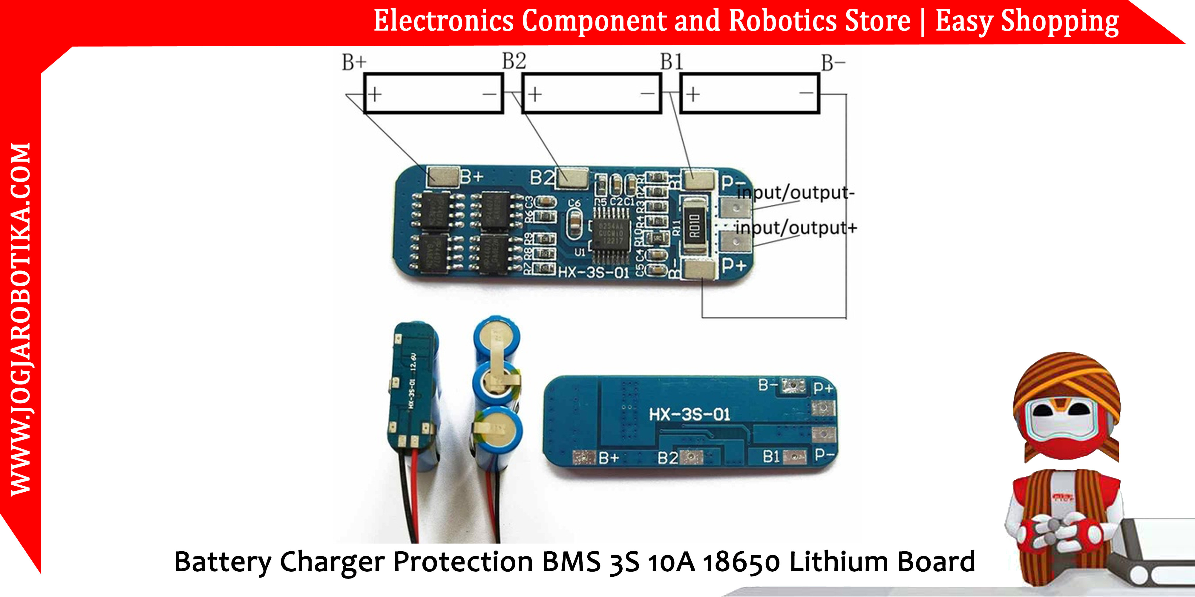 Battery Charger Protection BMS 3S 10A 18650 Lithium Board