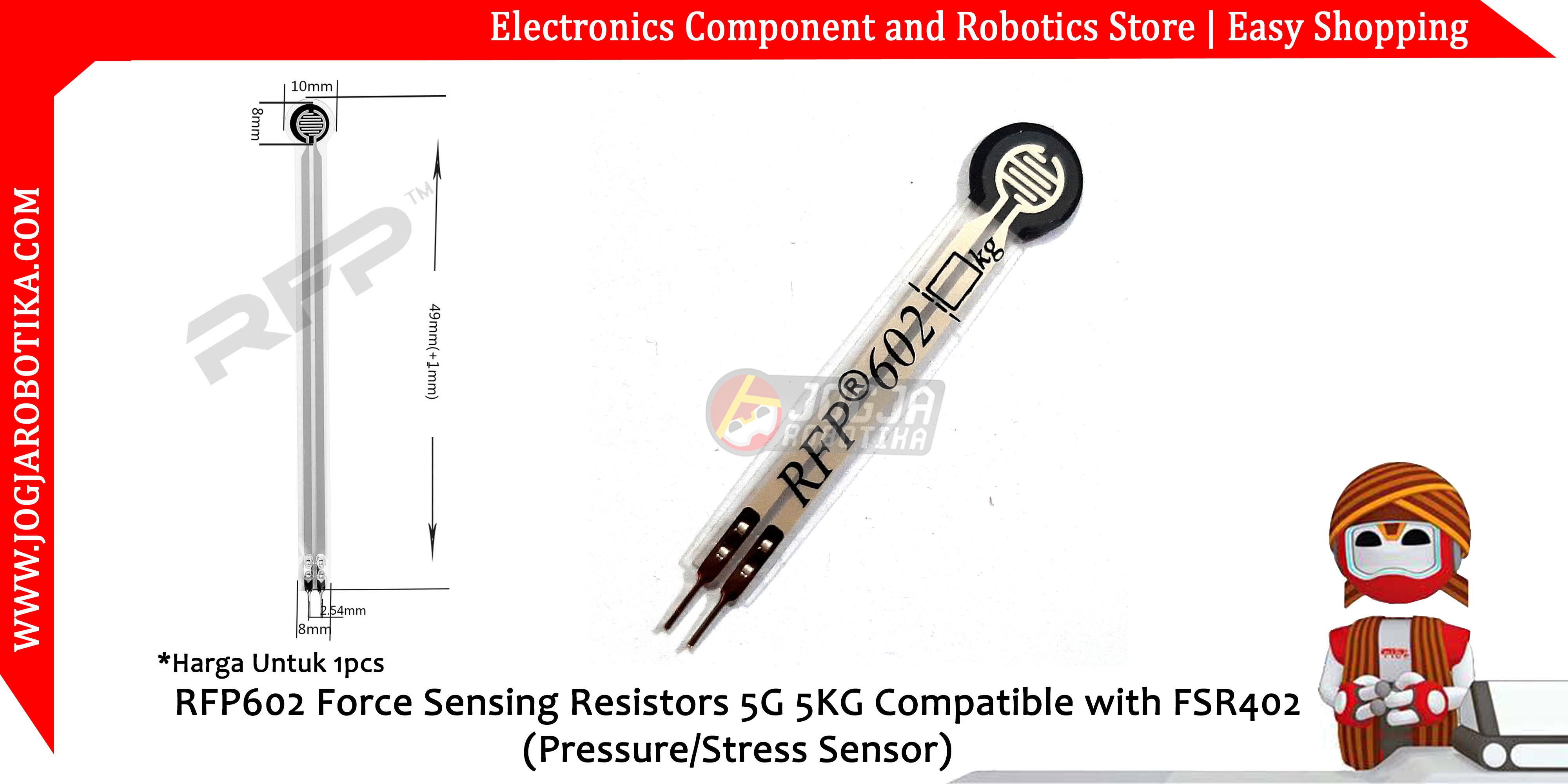 RFP602 Force Sensing Resistors 5G 5KG Compatible with FSR402 (Pressure Stress/Sensor)