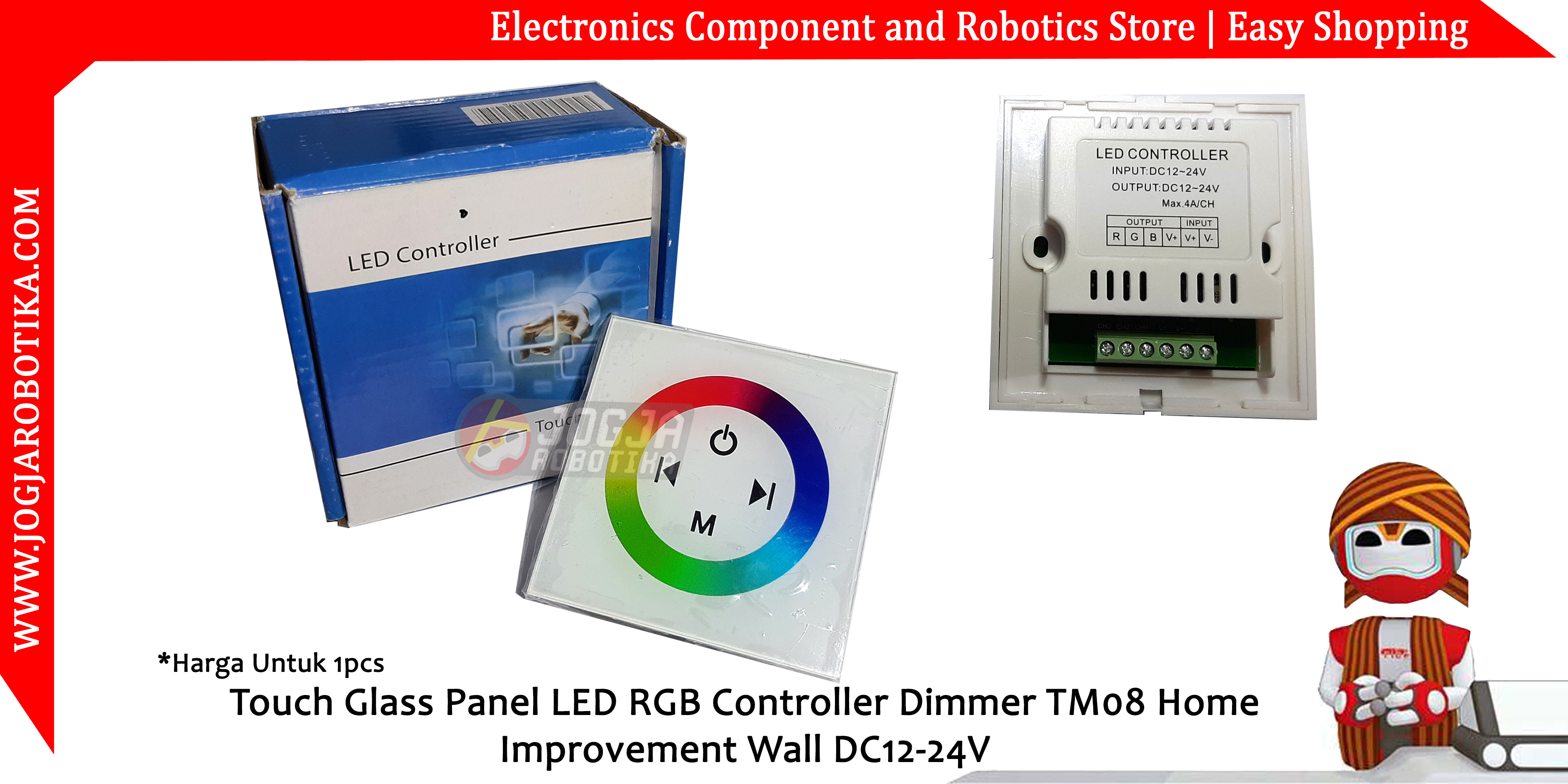 Touch Glass Panel LED RGB Controller Dimmer TM08 Home Improvement Wall DC12-24V