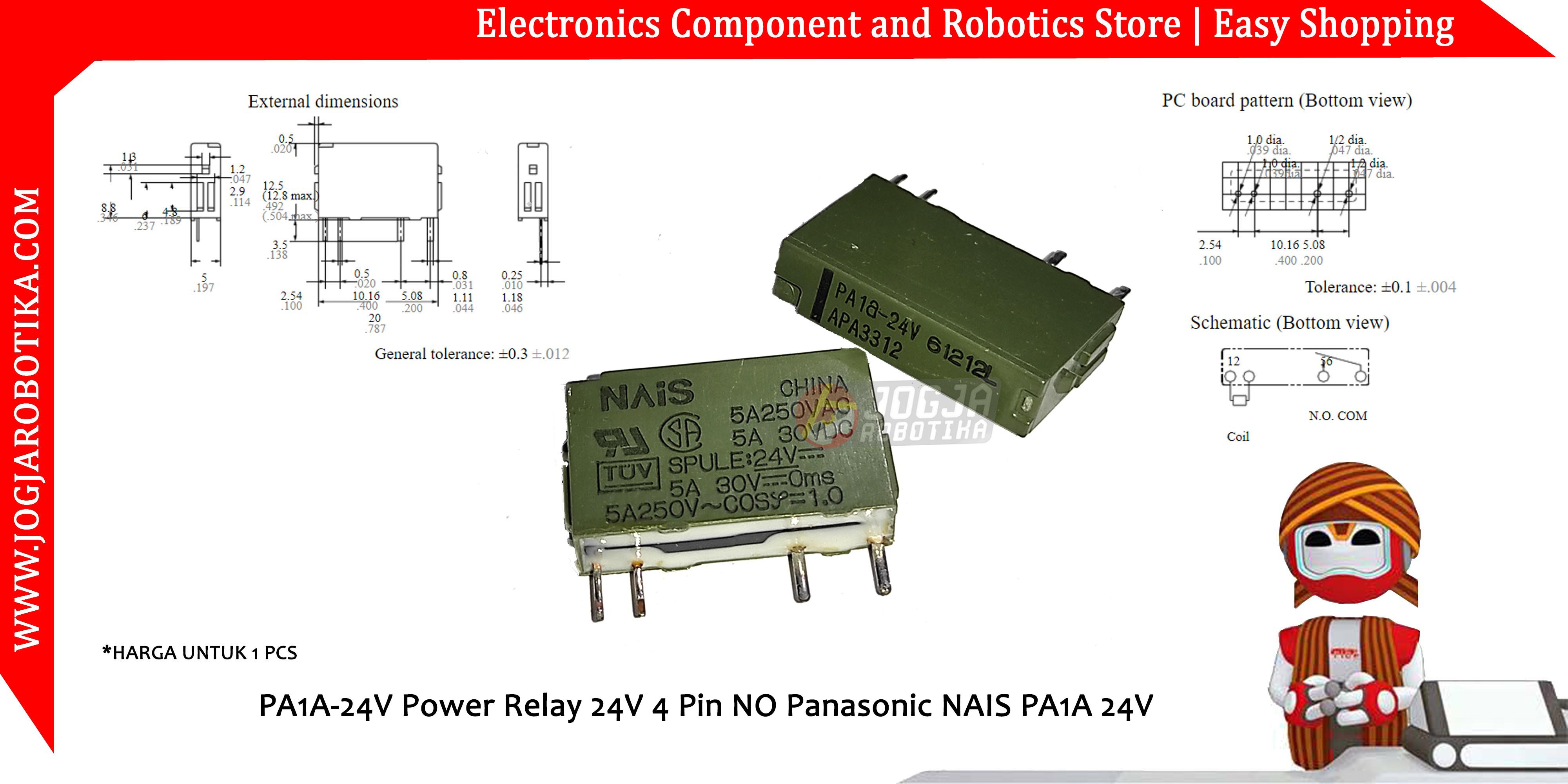 PA1A-24V Power Relay 24V 4 Pin NO Panasonic NAIS PA1A 24V
