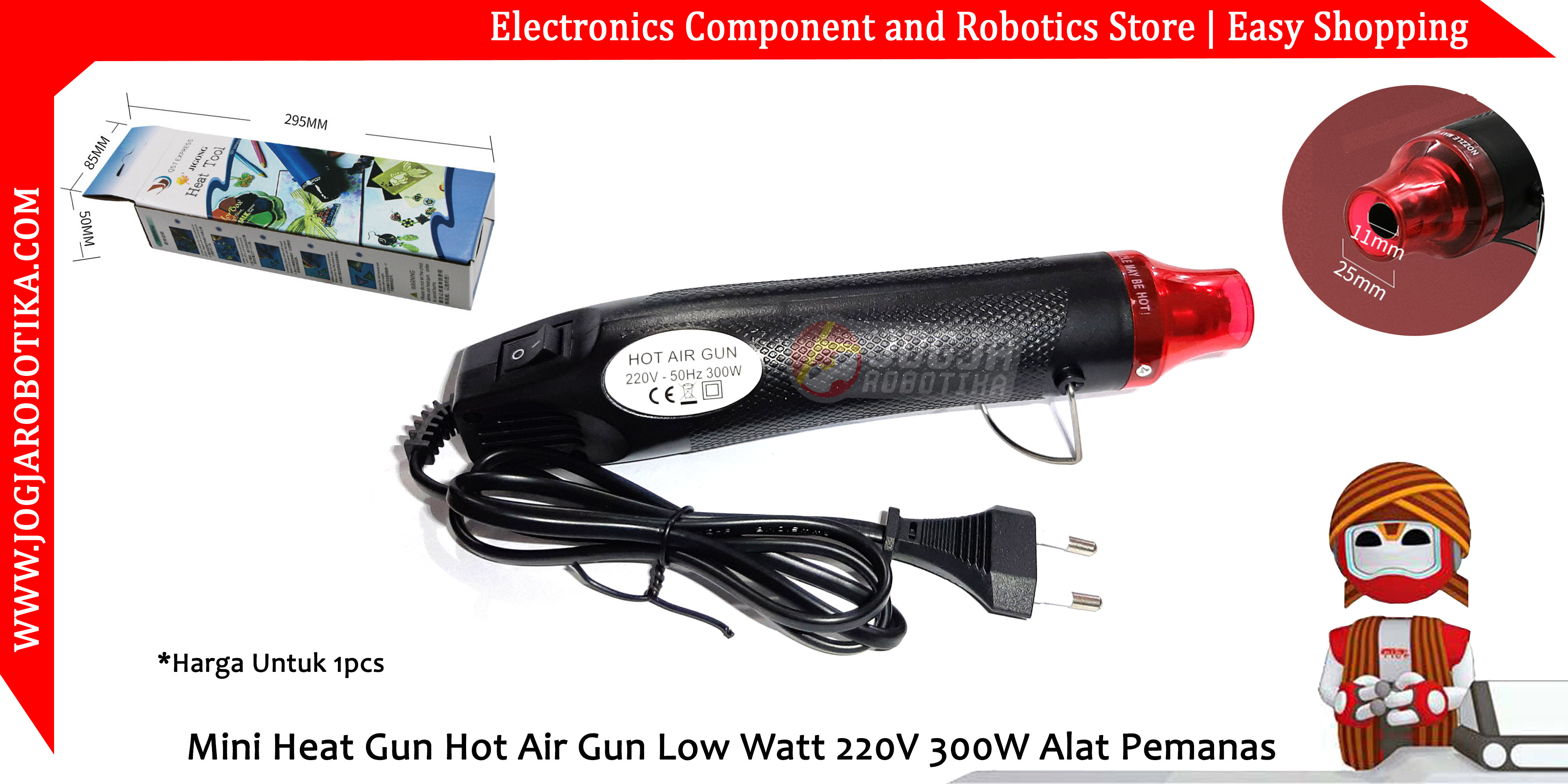 Mini Heat Gun Hot Air Gun Low Watt 220V 300W Alat Pemanas