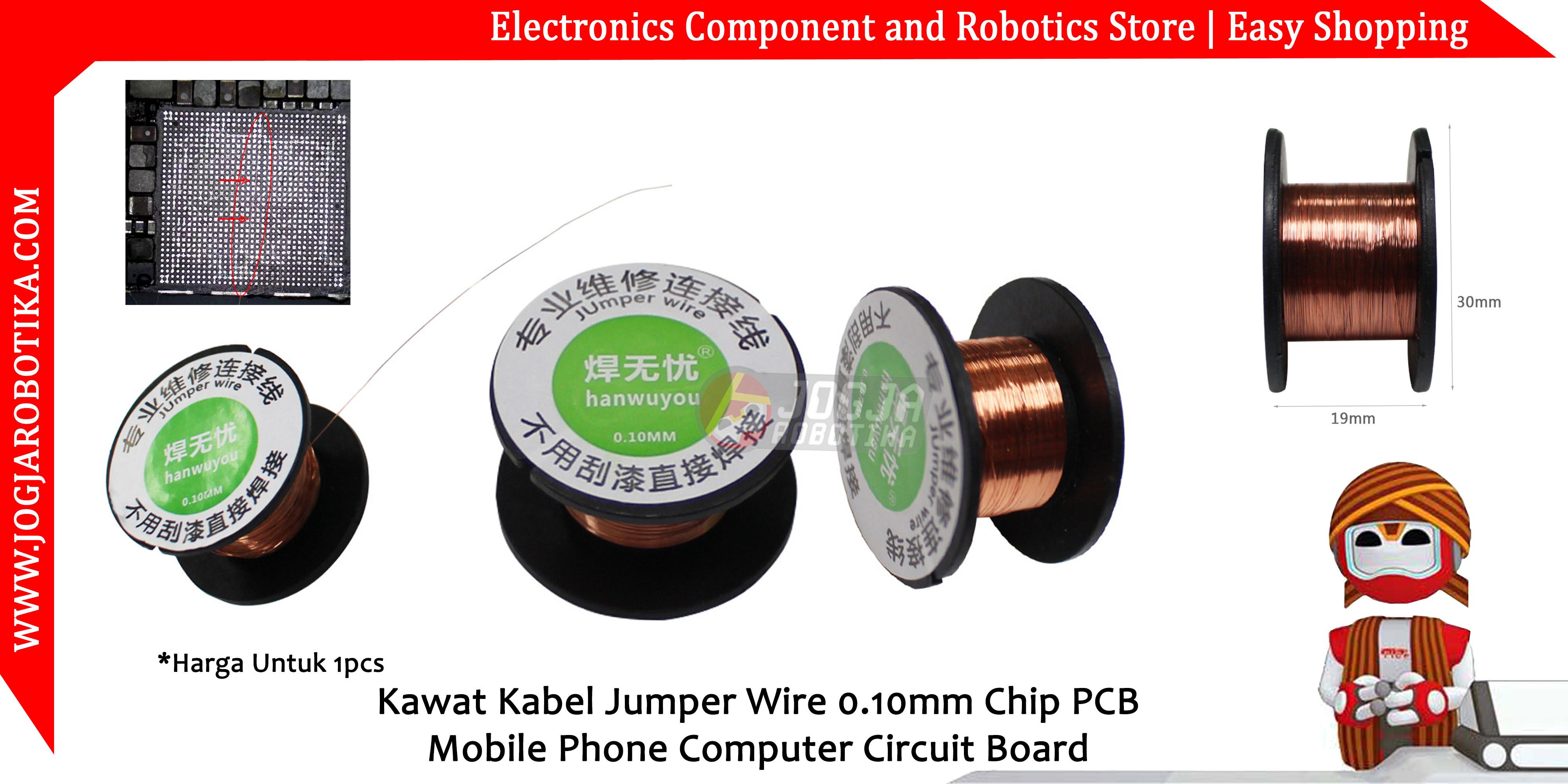 Kawat Kabel Jumper Wire 0.10mm Chip PCB Mobile Phone Computer Circuit Board