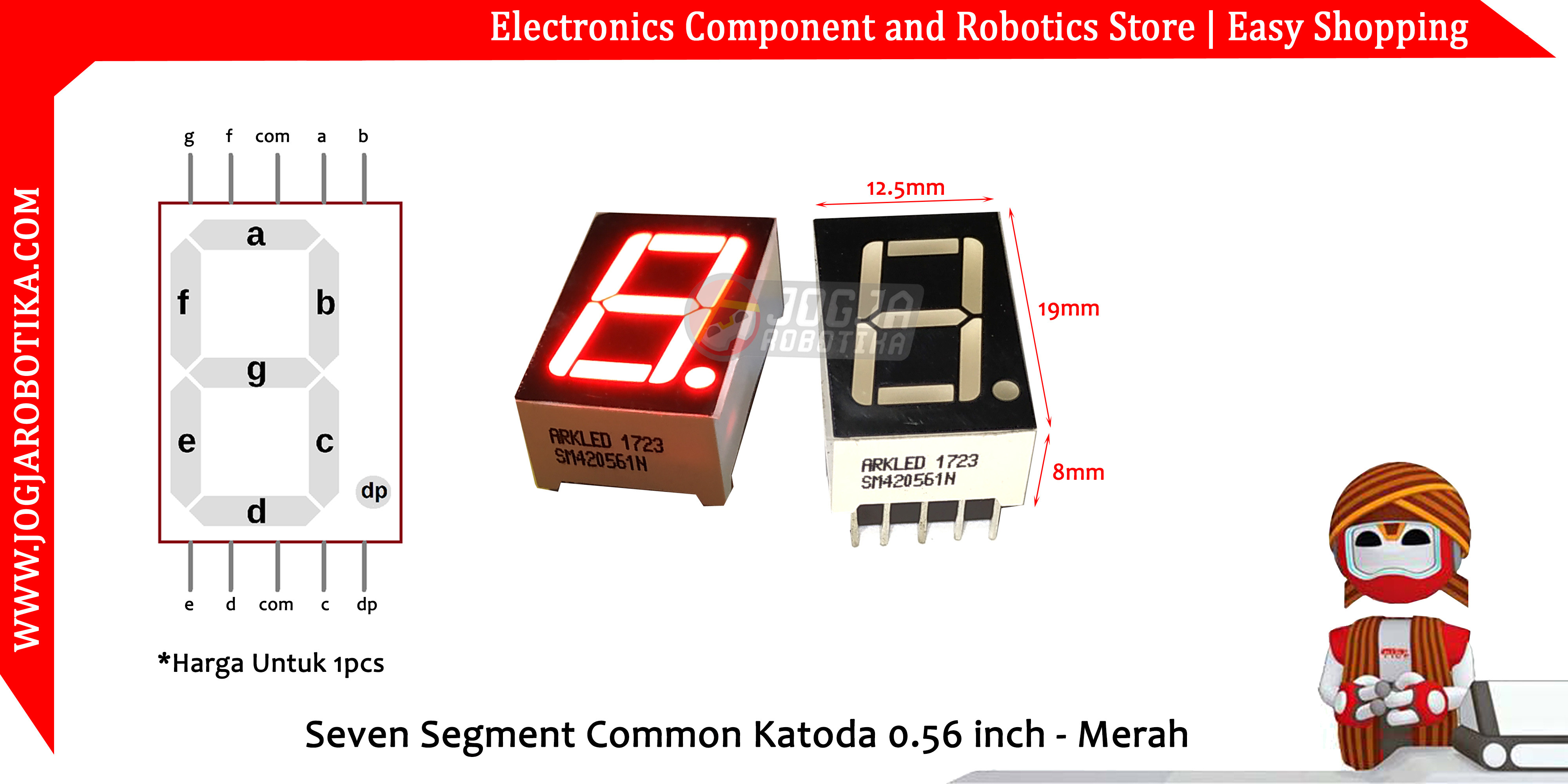 Seven Segment Common Katoda 0.56 inch-Merah
