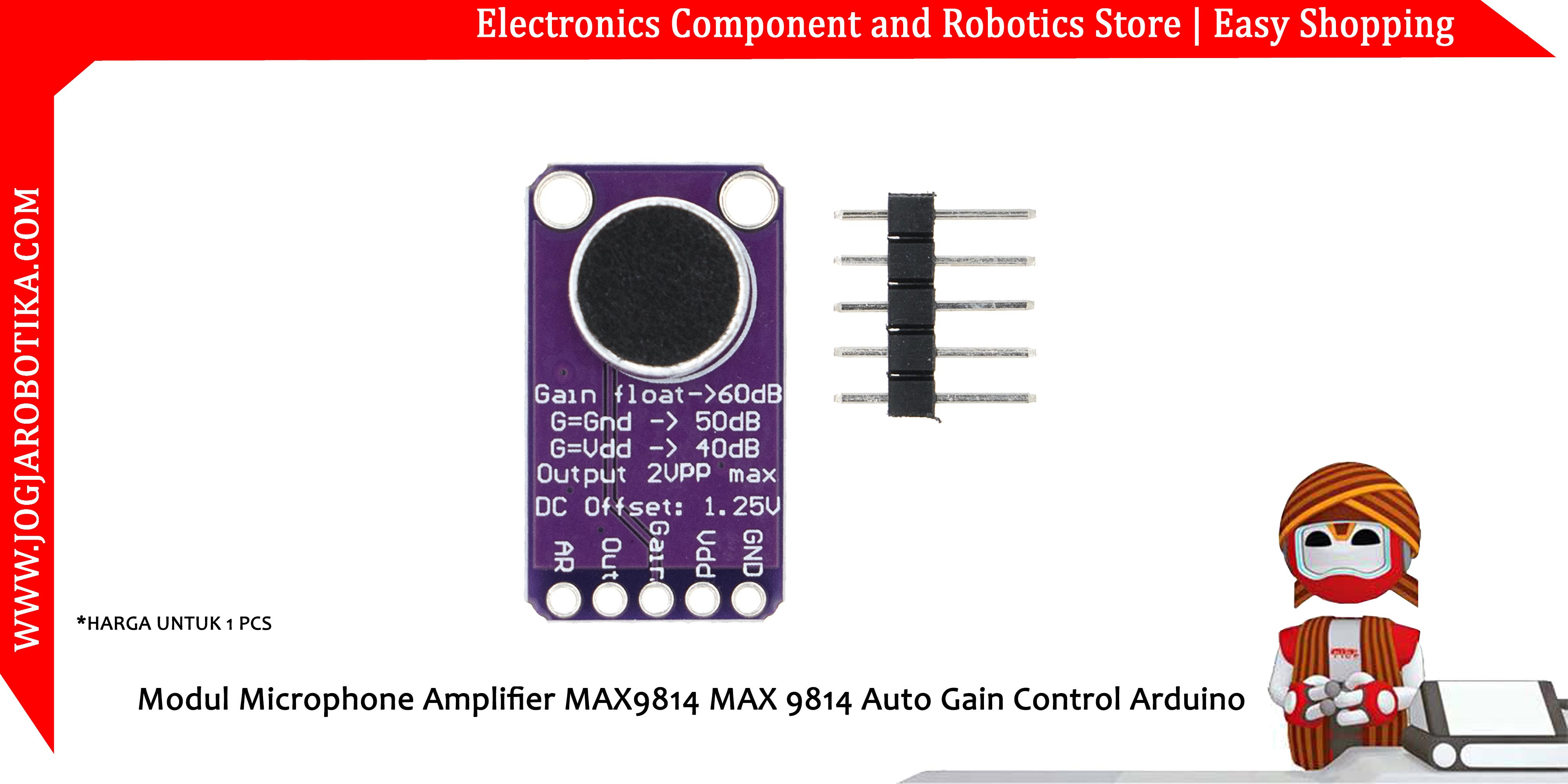 Modul Microphone Amplifier MAX9814 MAX 9814 Auto Gain Control Arduino