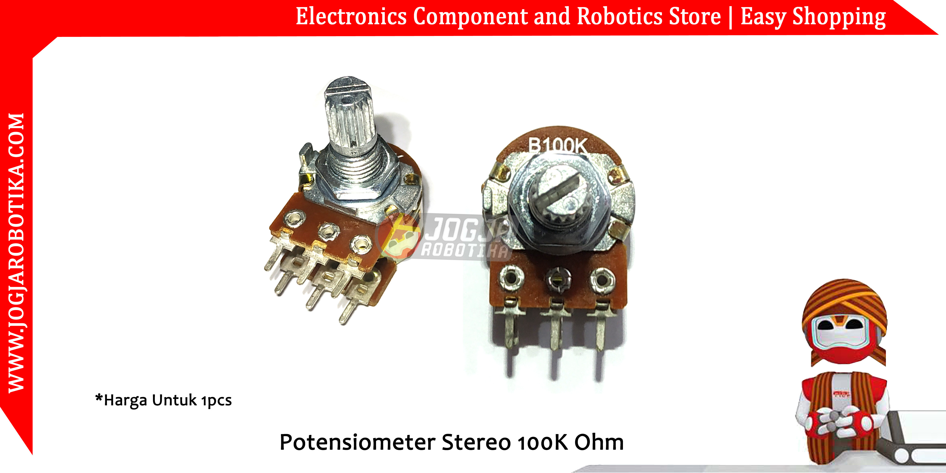 Potensiometer Stereo 100K Ohm