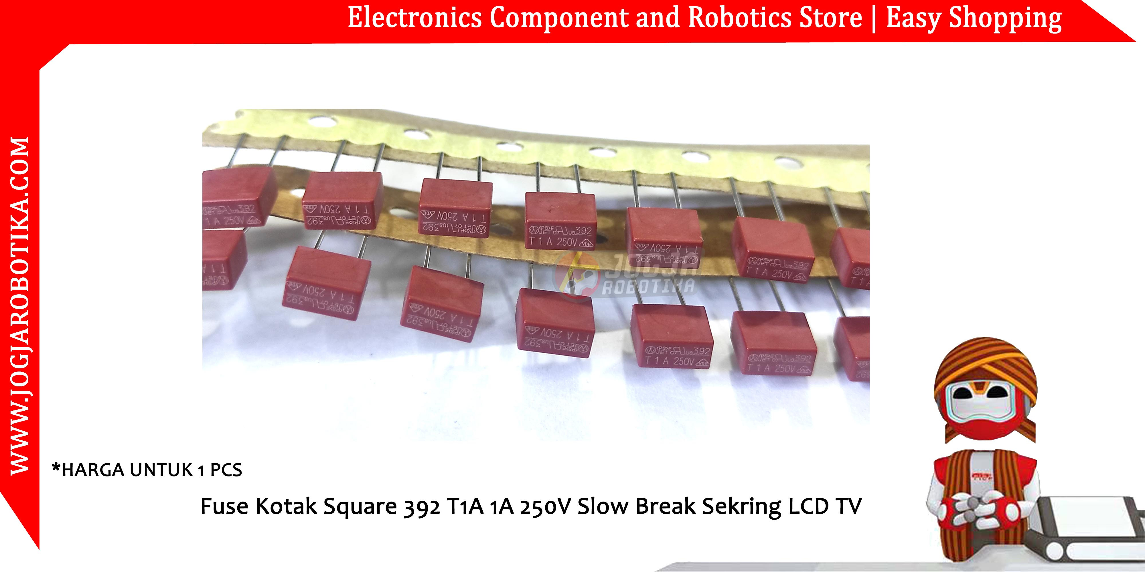 Fuse Kotak Square 392 T1A 1A 250V Slow Break Sekring LCD TV
