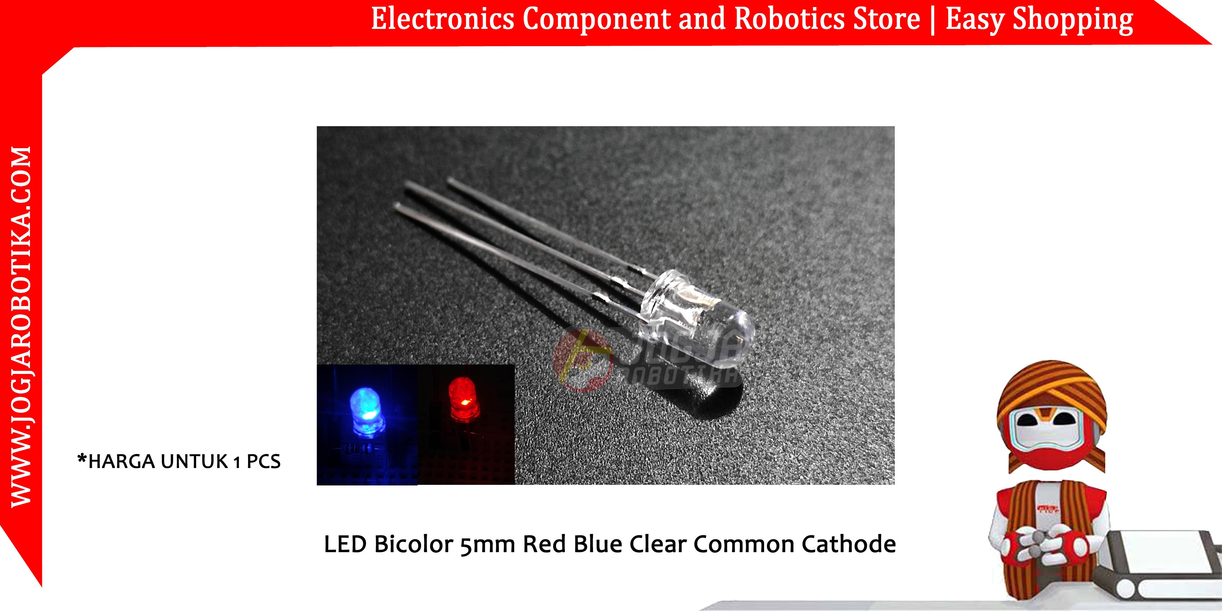 LED Bicolor 5mm Red Blue Clear Common Cathode