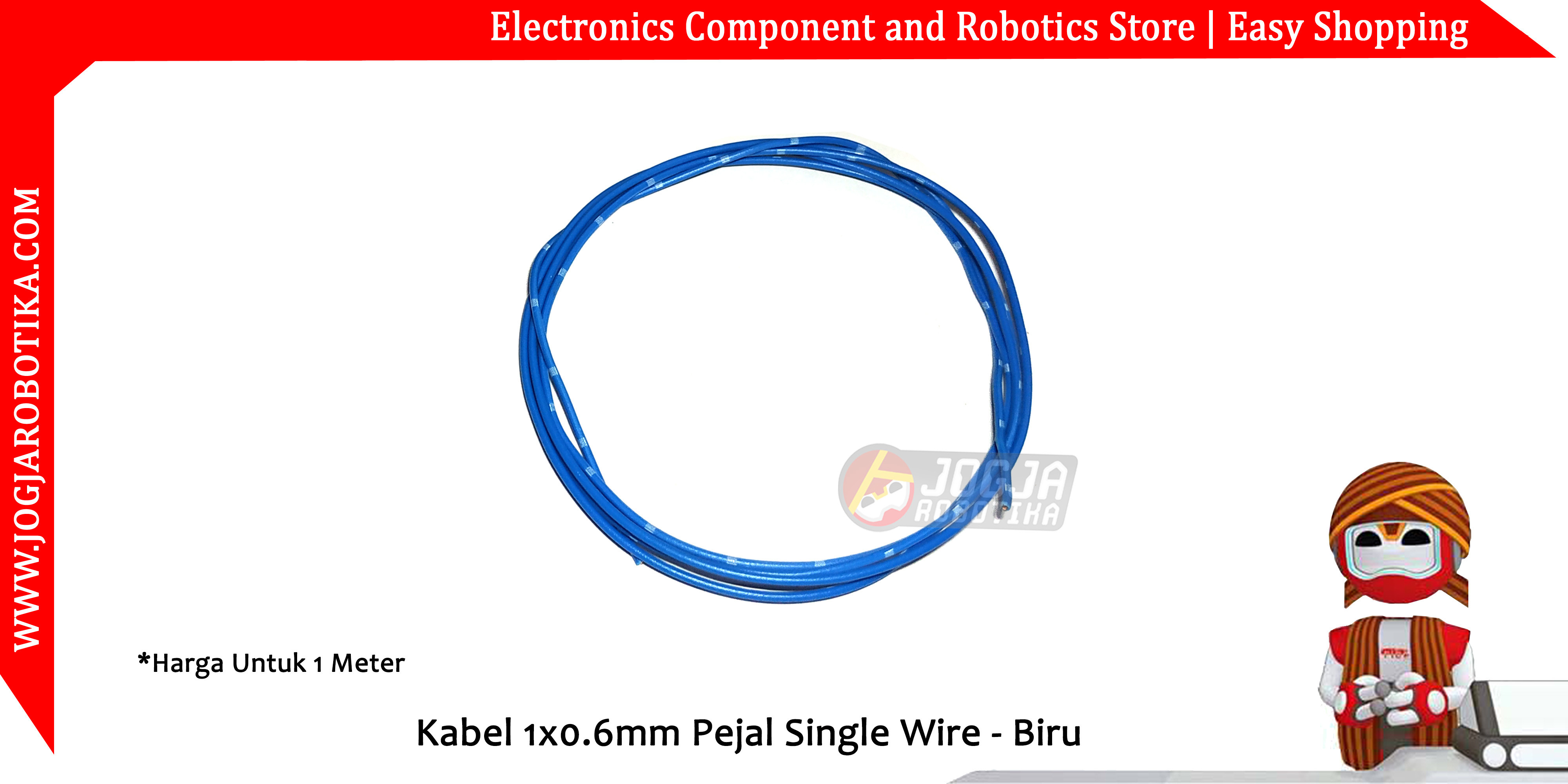 Kabel 1x0.6mm Pejal Single Wire - Biru