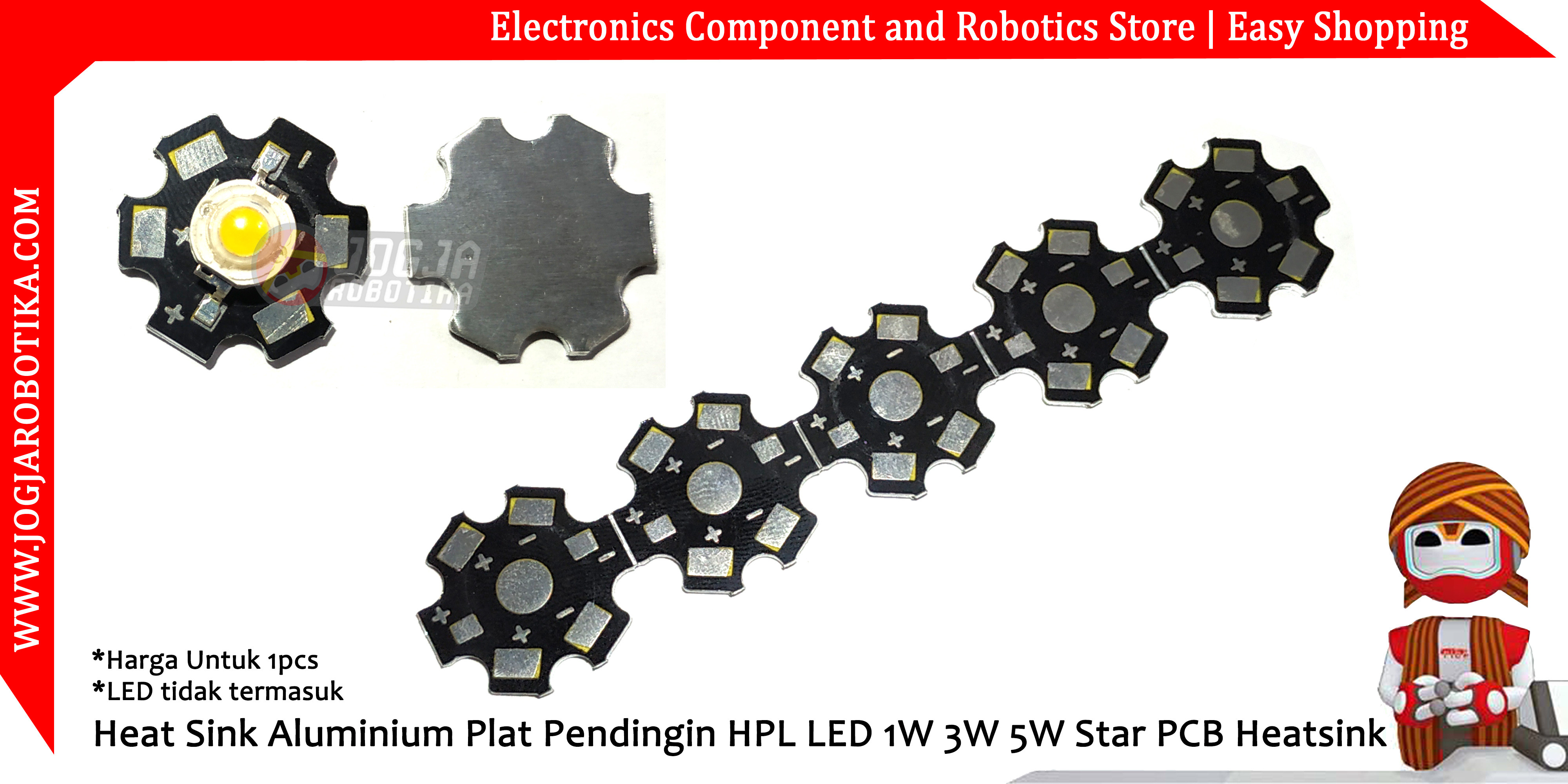 Heat Sink Aluminium Plat Pendingin HPL LED 1W 3W 5W Star PCB Heatsink
