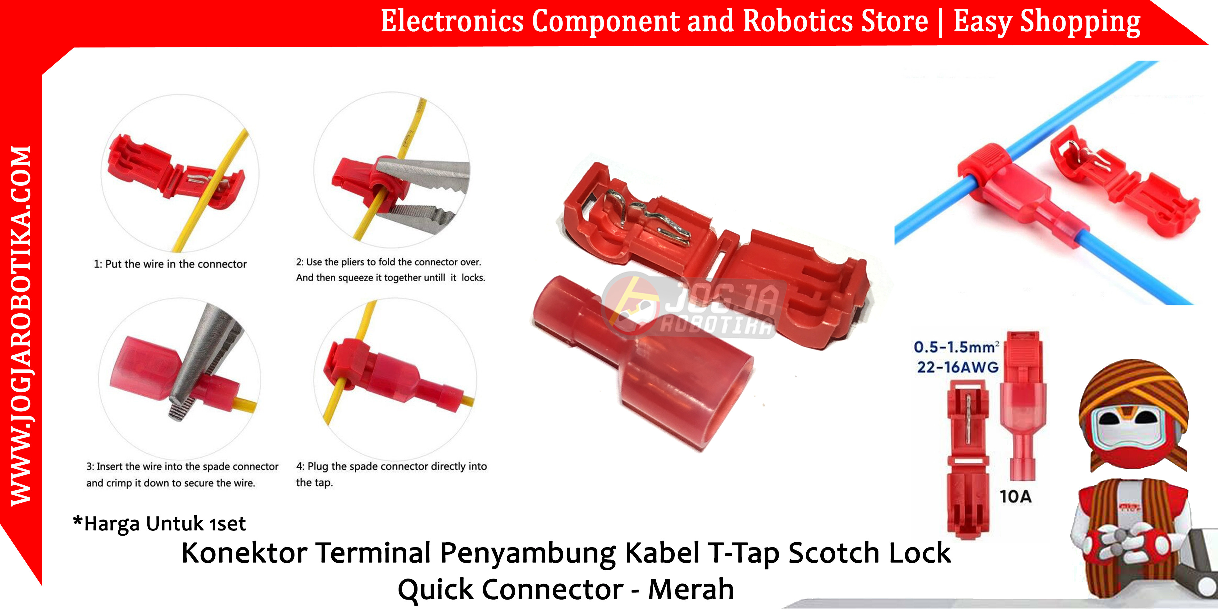 Konektor Terminal Penyambung Kabel T-Tap Scotch Lock Quick Connector - Merah