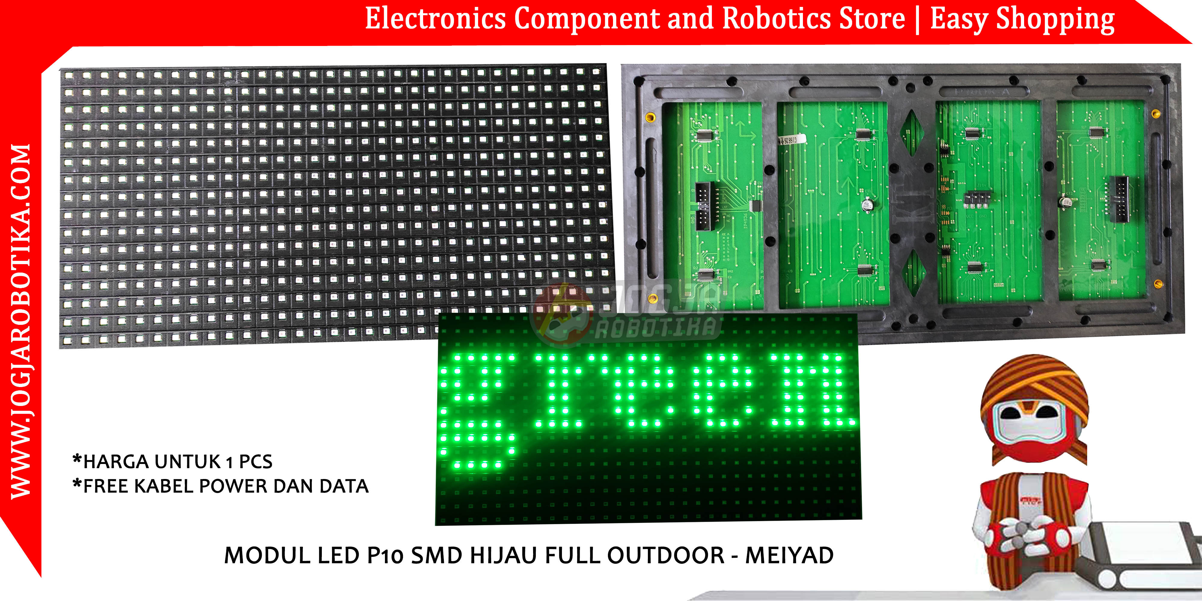 MODUL LED P10 SMD HIJAU FULL OUTDOOR - MEIYAD