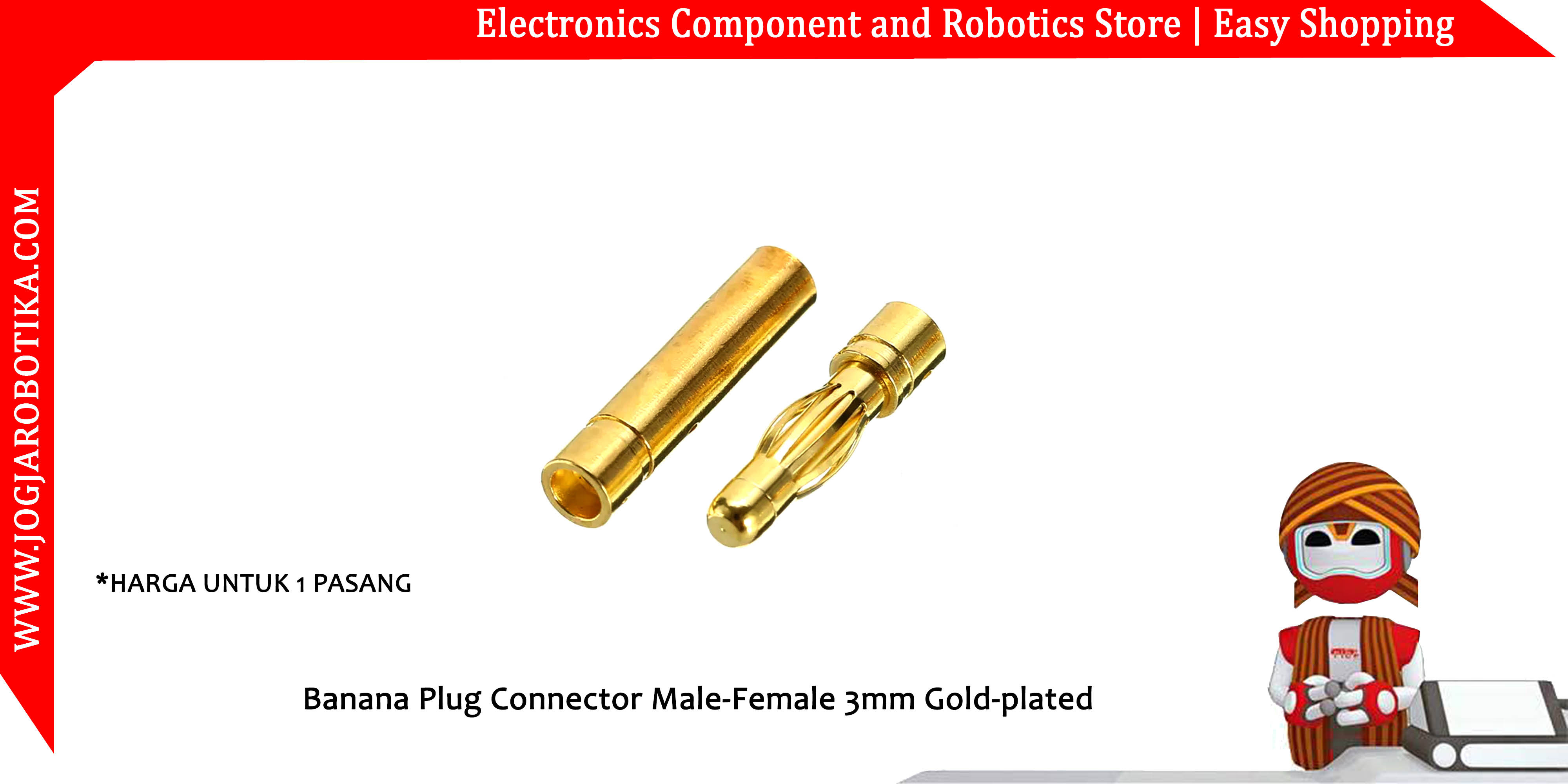 Banana Plug Bullet Connector Male-Female 3mm Gold-plated