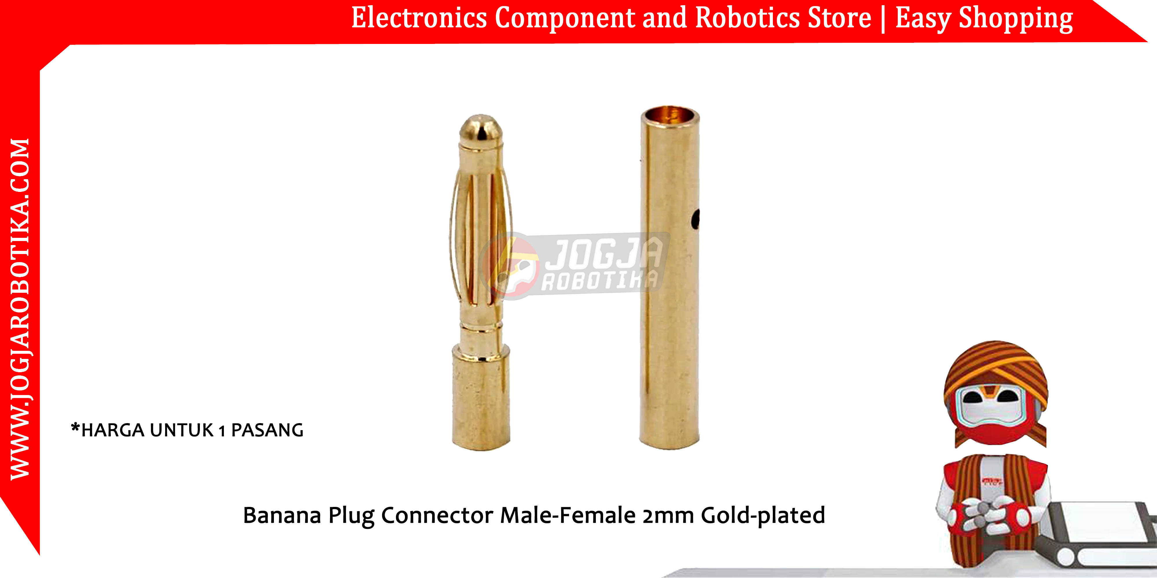 Banana Plug Bullet Connector Male-Female 2mm Gold-plated