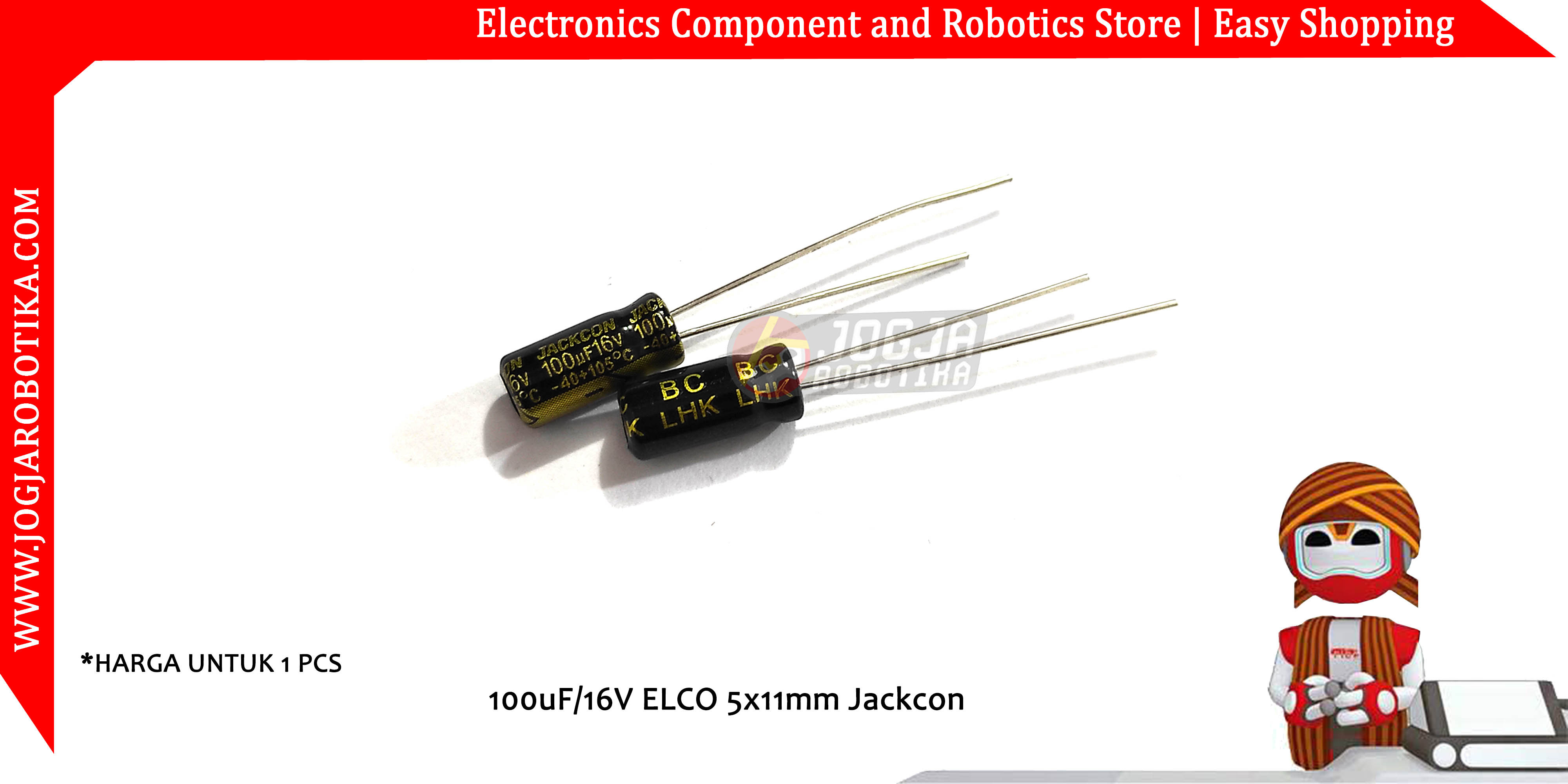 100uF/16V ELCO 5x11mm Jackcon