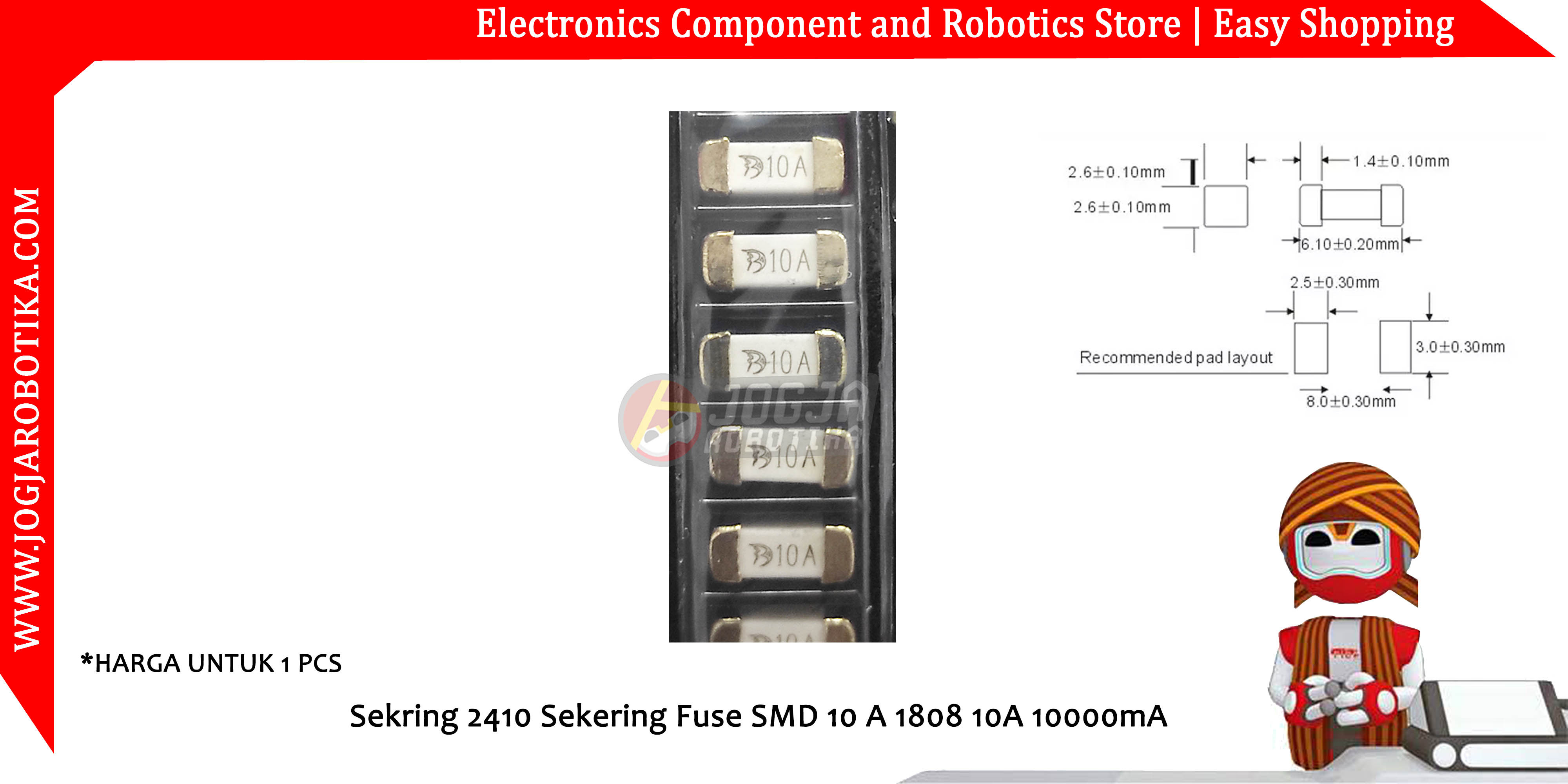 Sekring 2410 Sekering Fuse SMD 10 A 1808 10A 10000mA