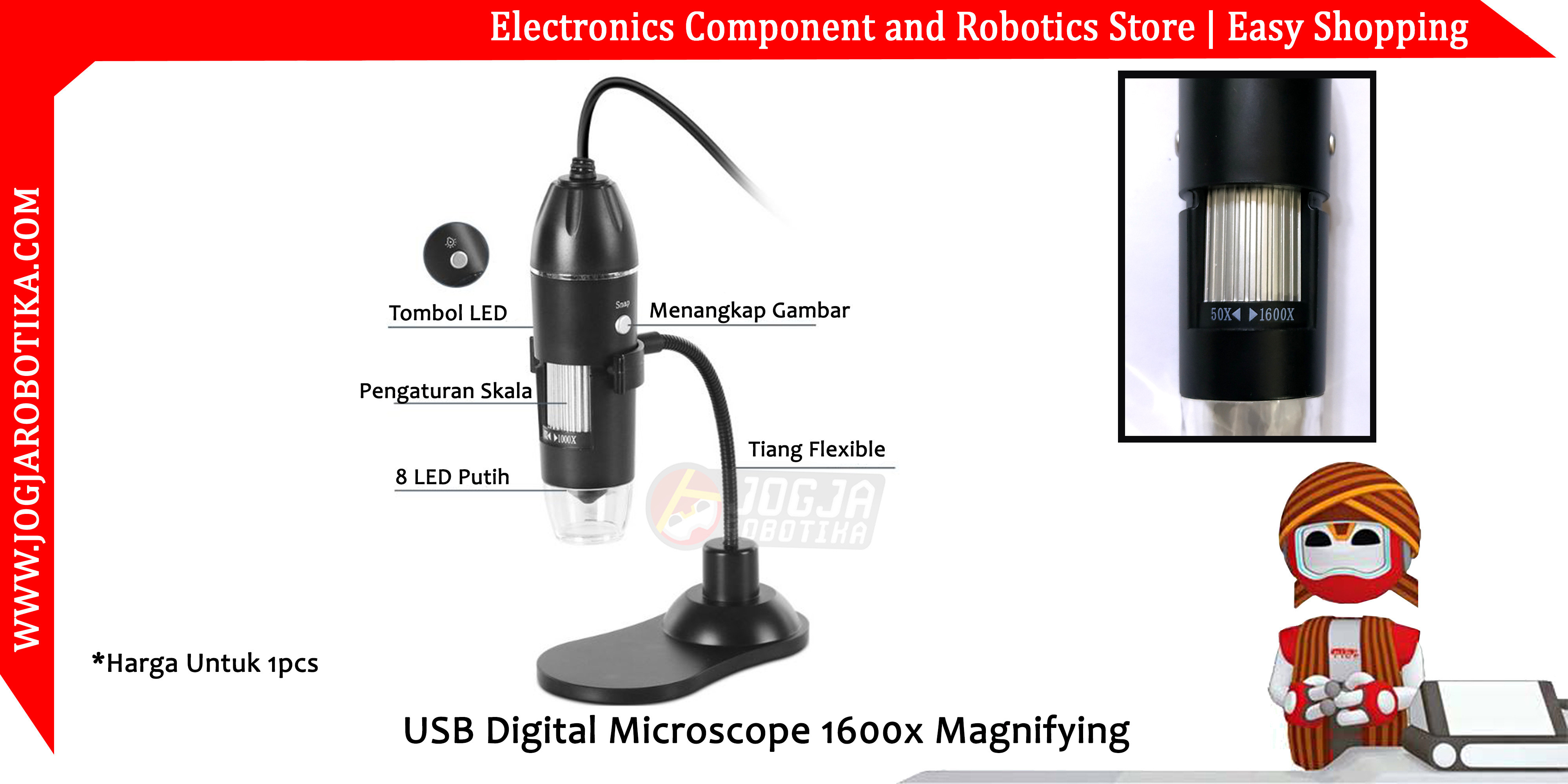 USB Digital Microscope 1600x Magnifying
