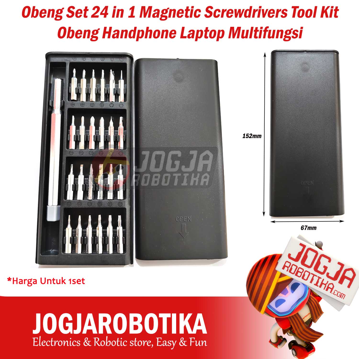Obeng Set 24 in 1 Magnetic Screwdrivers Tool Kit Obeng Handphone Laptop Multifungsi