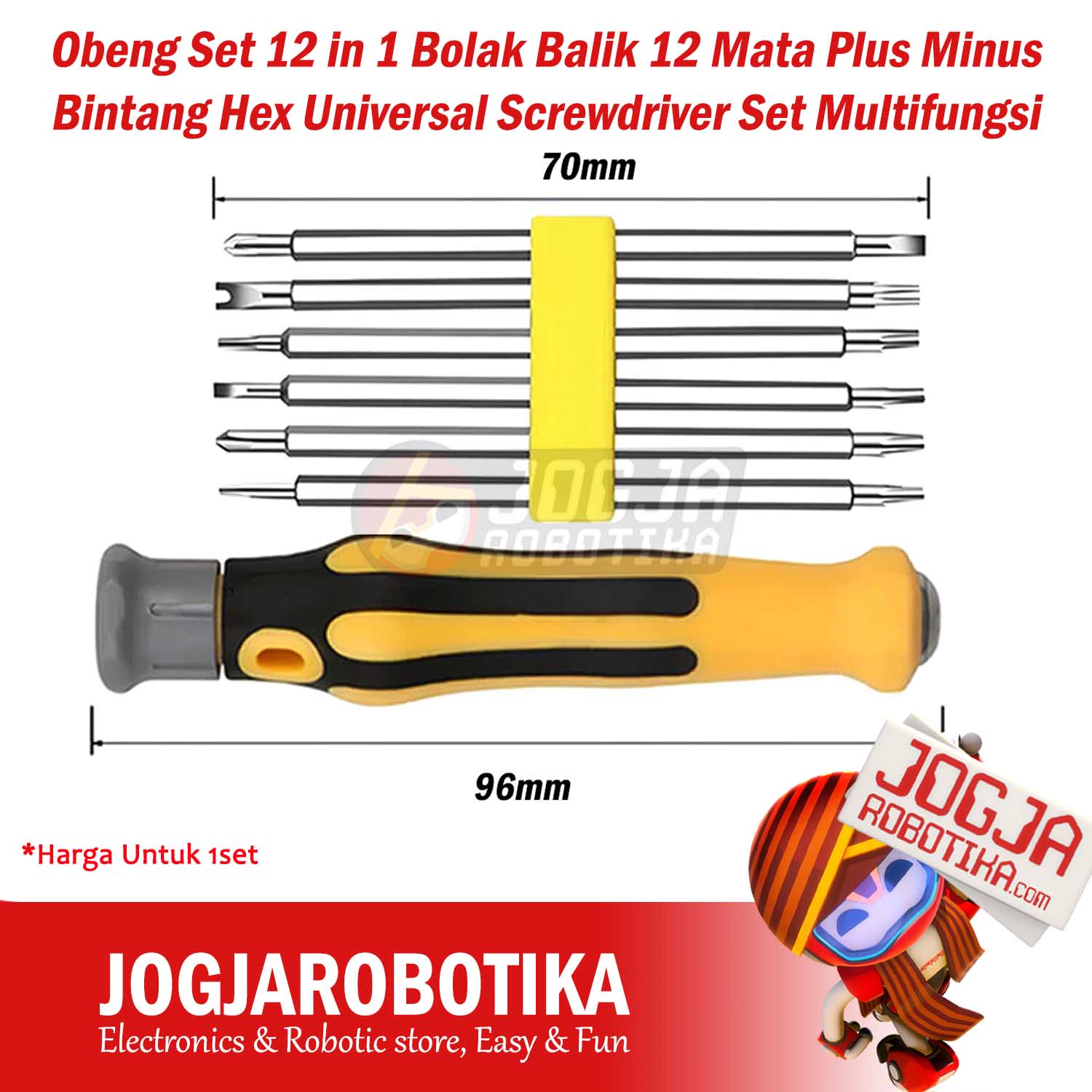Obeng Set 12 in 1 Bolak Balik 12 Mata Plus Minus Bintang Hex Universal Screwdriver Set Obeng Multifungsi