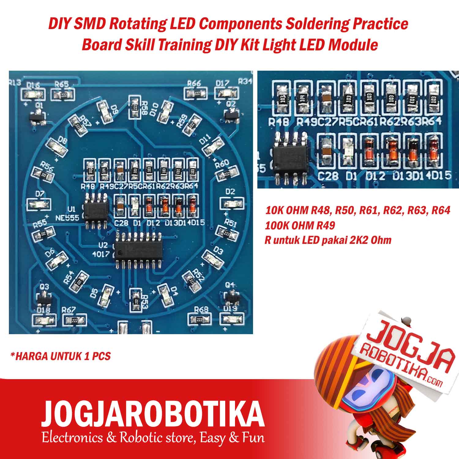 DIY SMD Rotating LED Components Soldering Practice Board Skill Training DIY Kit Light LED Module