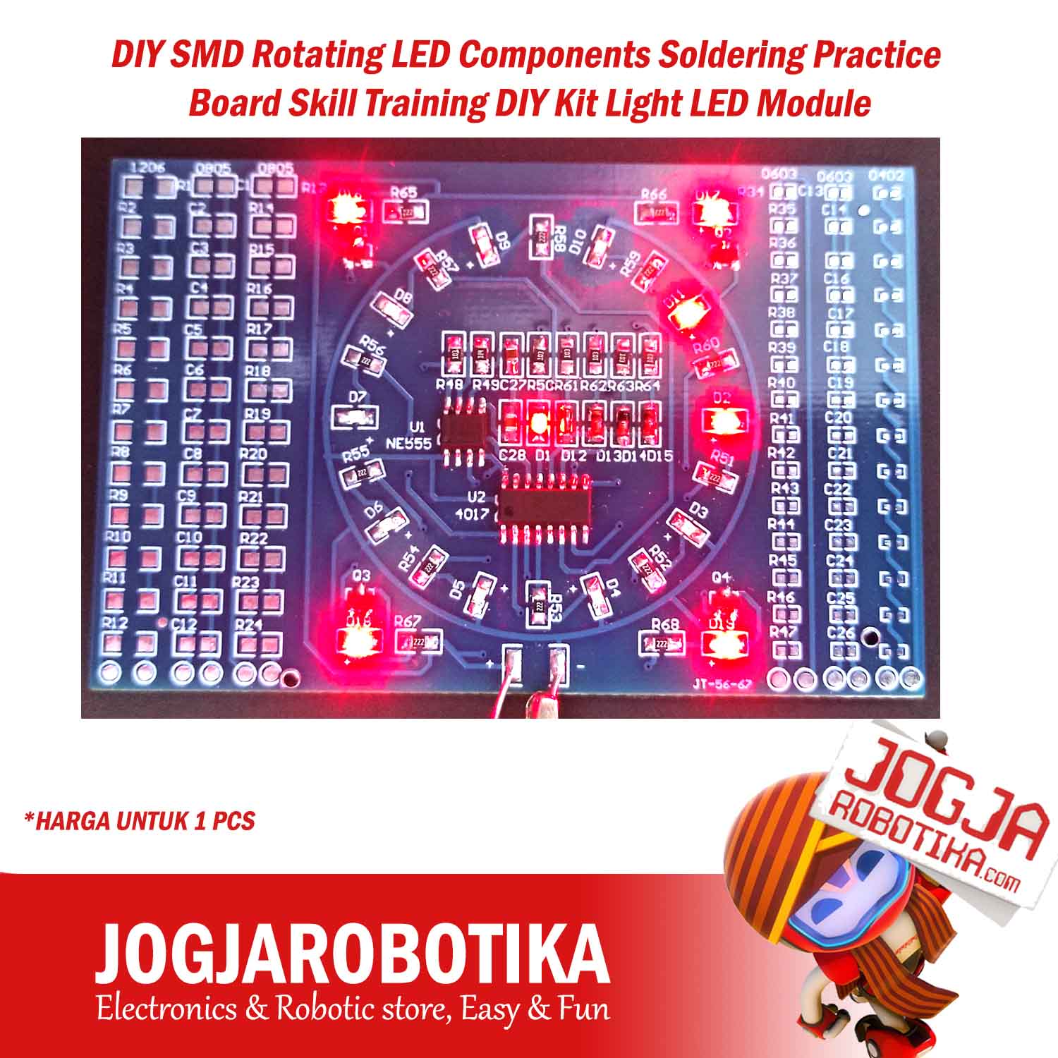 DIY SMD Rotating LED Components Soldering Practice Board Skill Training DIY Kit Light LED Module