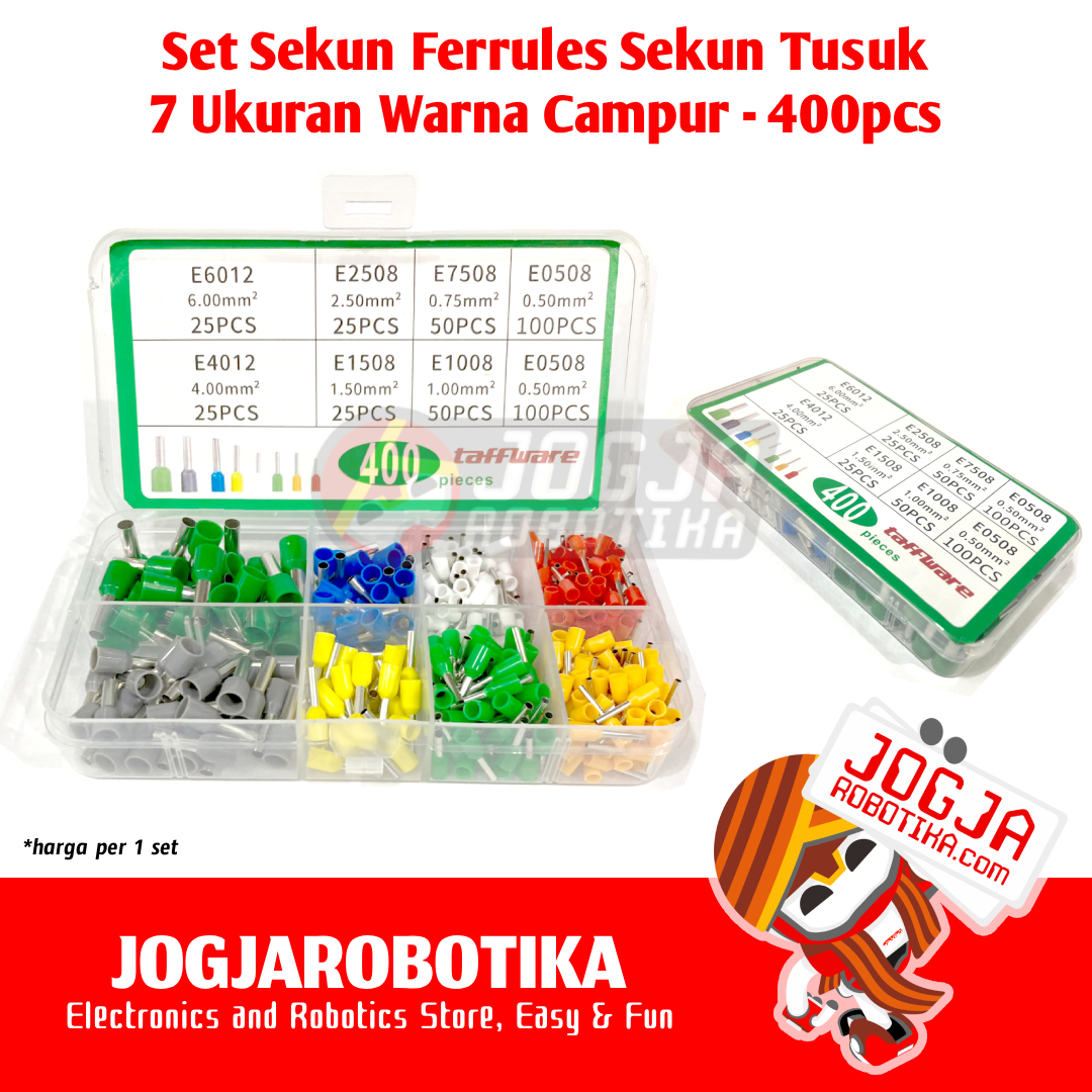 Paket Sekun Ferrules Ferules Skun Sekun Tusuk 7 Ukuran - 400pcs