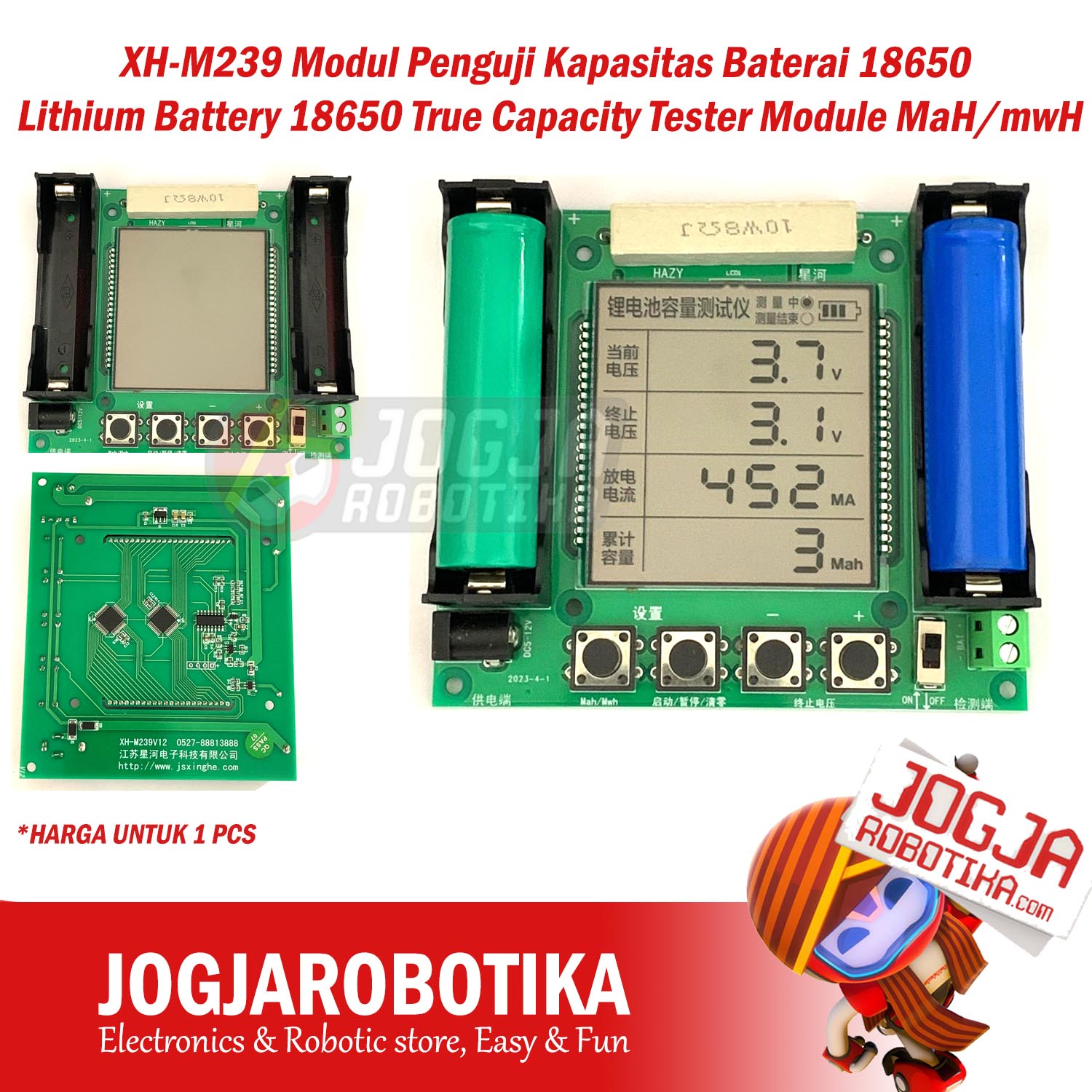 XH-M239 Modul Penguji Kapasitas Baterai 18650 Lithium Battery 18650 True Capacity Tester Module MaH/mwH
