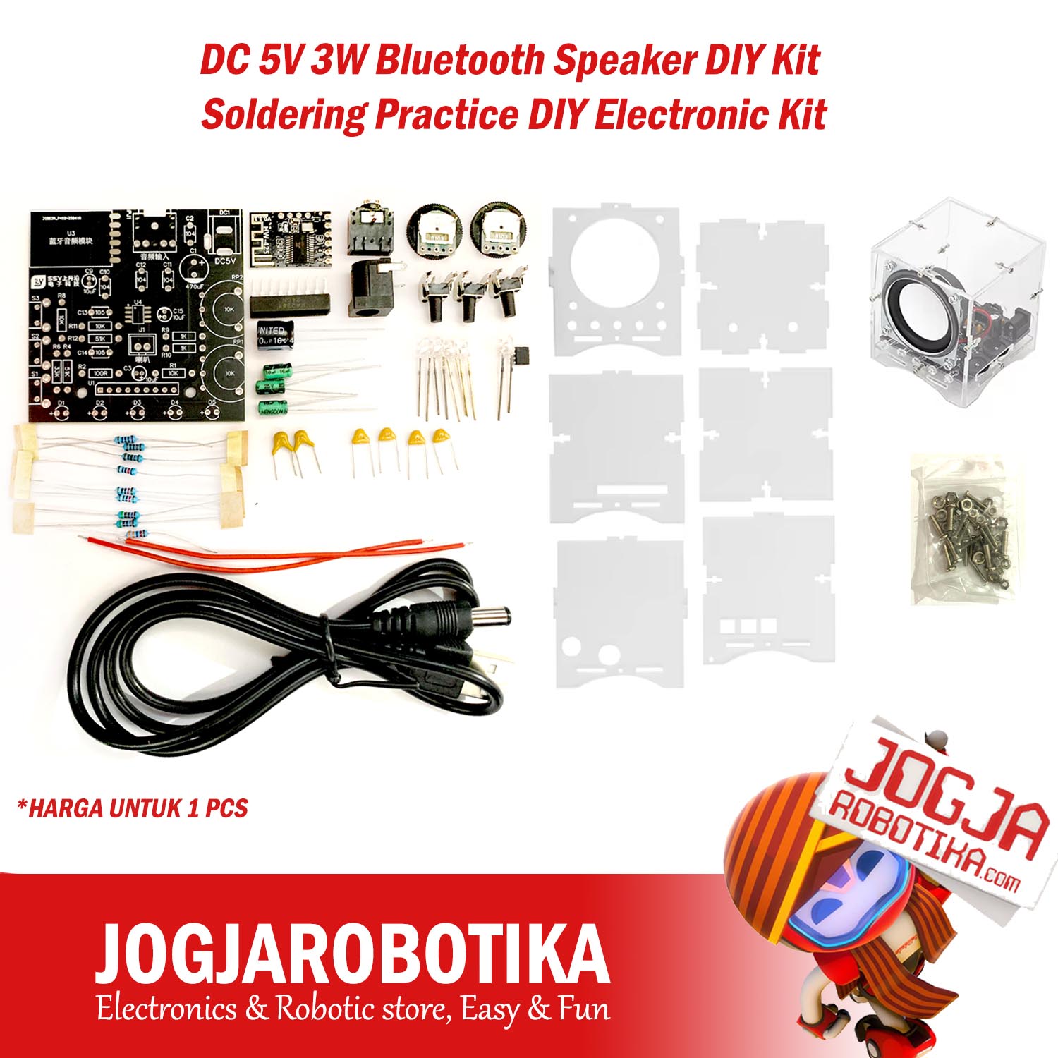 DC 5V 3W Bluetooth Amplifier Speaker DIY Kit Soldering Practice DIY Electronic Kit Belajar Menyolder