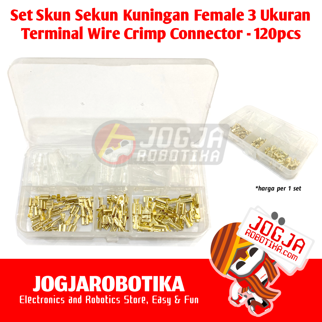 Paket Skun Sekun Kuningan Female Spade 3 Ukuran Terminal Wire Crimp Connector 120pcs