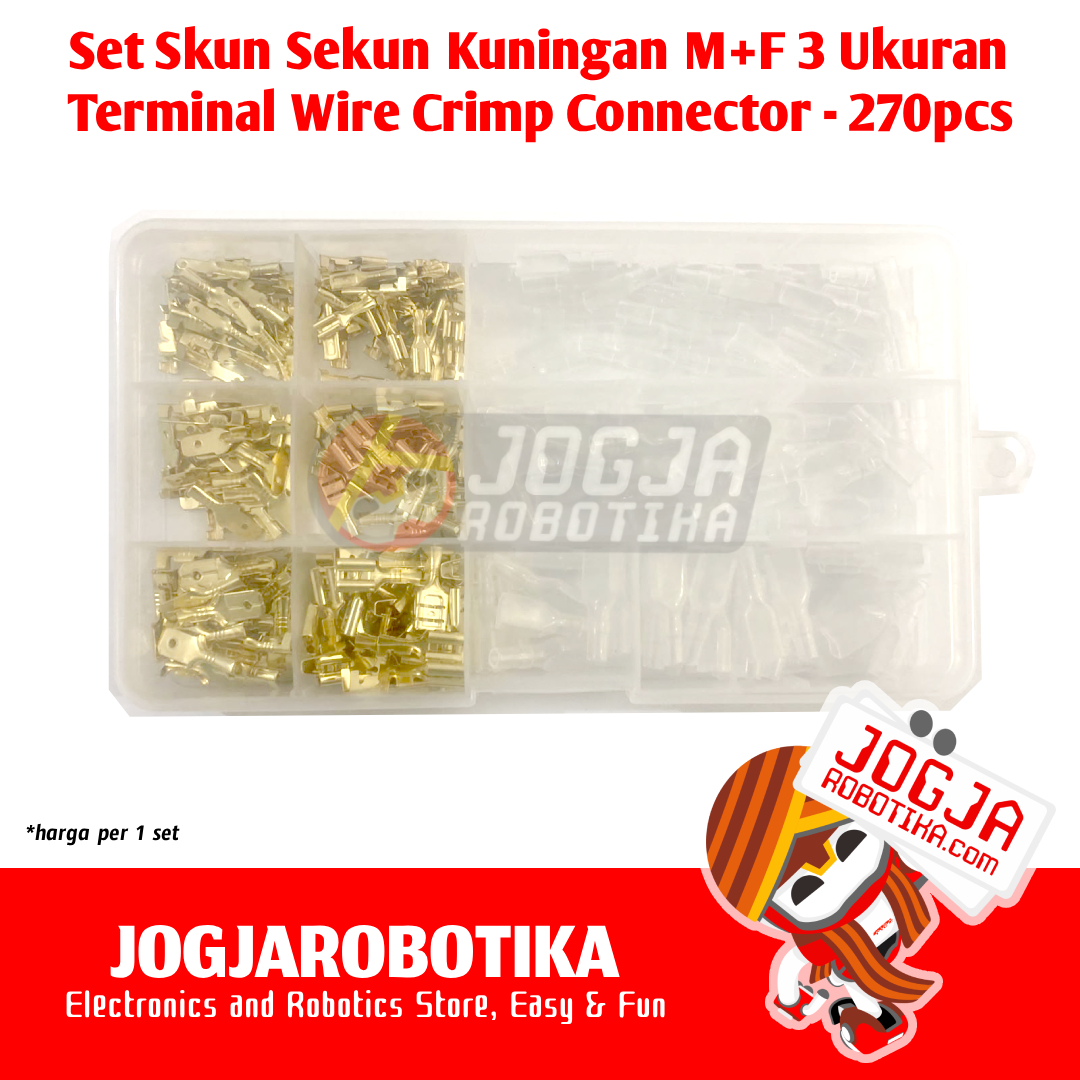 Paket Skun Sekun Kuningan Male Female Spade 3 Ukuran Terminal Wire Crimp Connector 270pcs