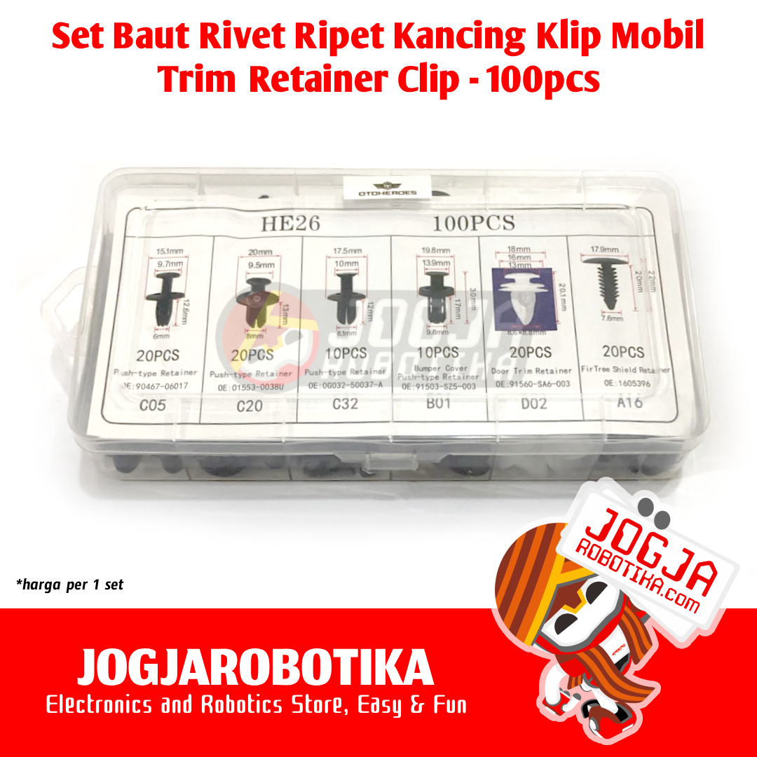 Paket Baut Rivet Ripet Kancing Klip Mobil Trim Retainer Clip 1 Box isi 100pcs