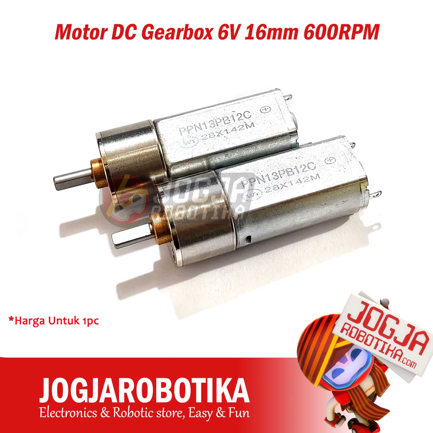 Motor DC Gearbox 6V 16mm 600RPM