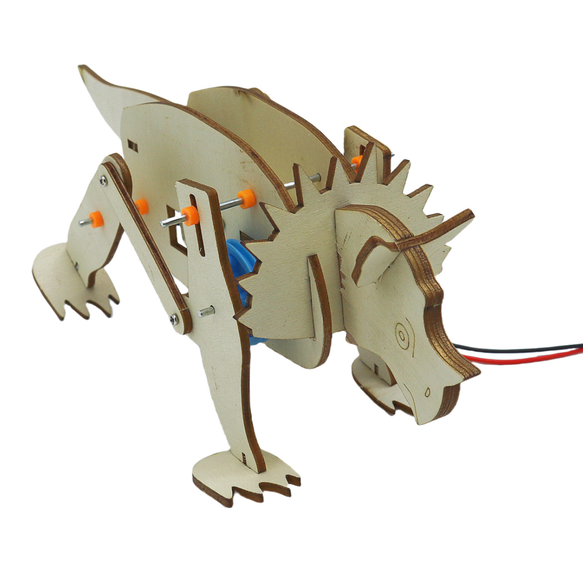 MAINAN DIY ROBOT EDUKASI RAKIT PUZZLE KAYU DESAIN MEKANIKAL KIT PROTOTIPE - DINO TRICERATOPS