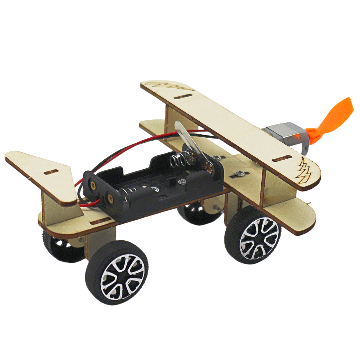 MAINAN DIY ROBOT EDUKASI RAKIT PUZZLE KAYU DESAIN MEKANIKAL KIT PROTOTIPE - PESAWAT 4 RODA