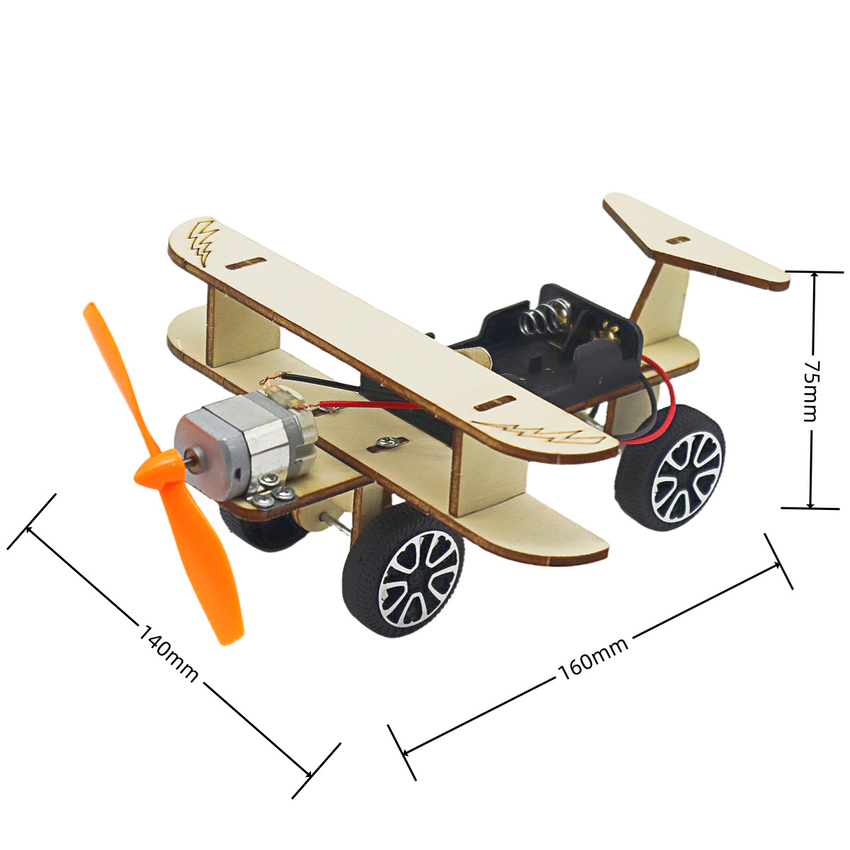 MAINAN DIY ROBOT EDUKASI RAKIT PUZZLE KAYU DESAIN MEKANIKAL KIT PROTOTIPE - PESAWAT 4 RODA